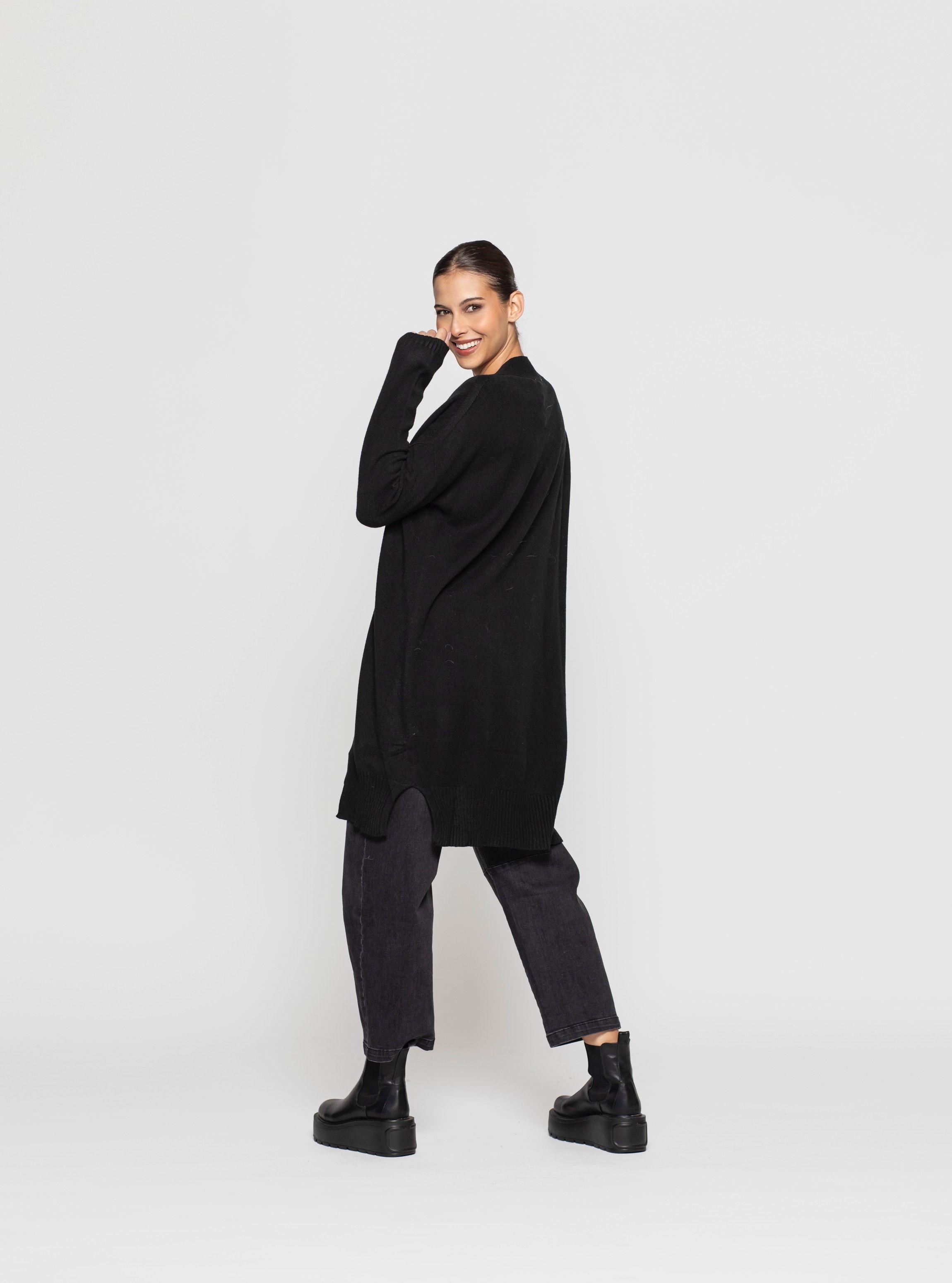 Cardigan Mujer Ivana Negro Lineatre-2
