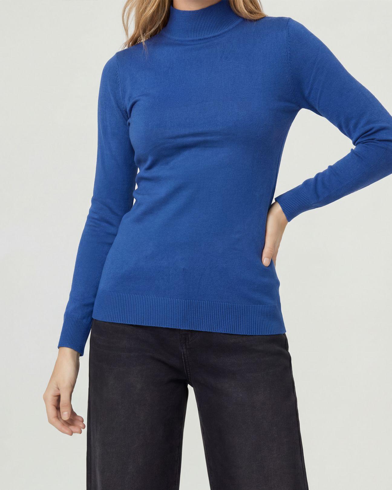 Sweater Mujer Magdalena Relaxed Fit Cuello Medio Alto Redondo Manga Caida Royal Lineatre-3