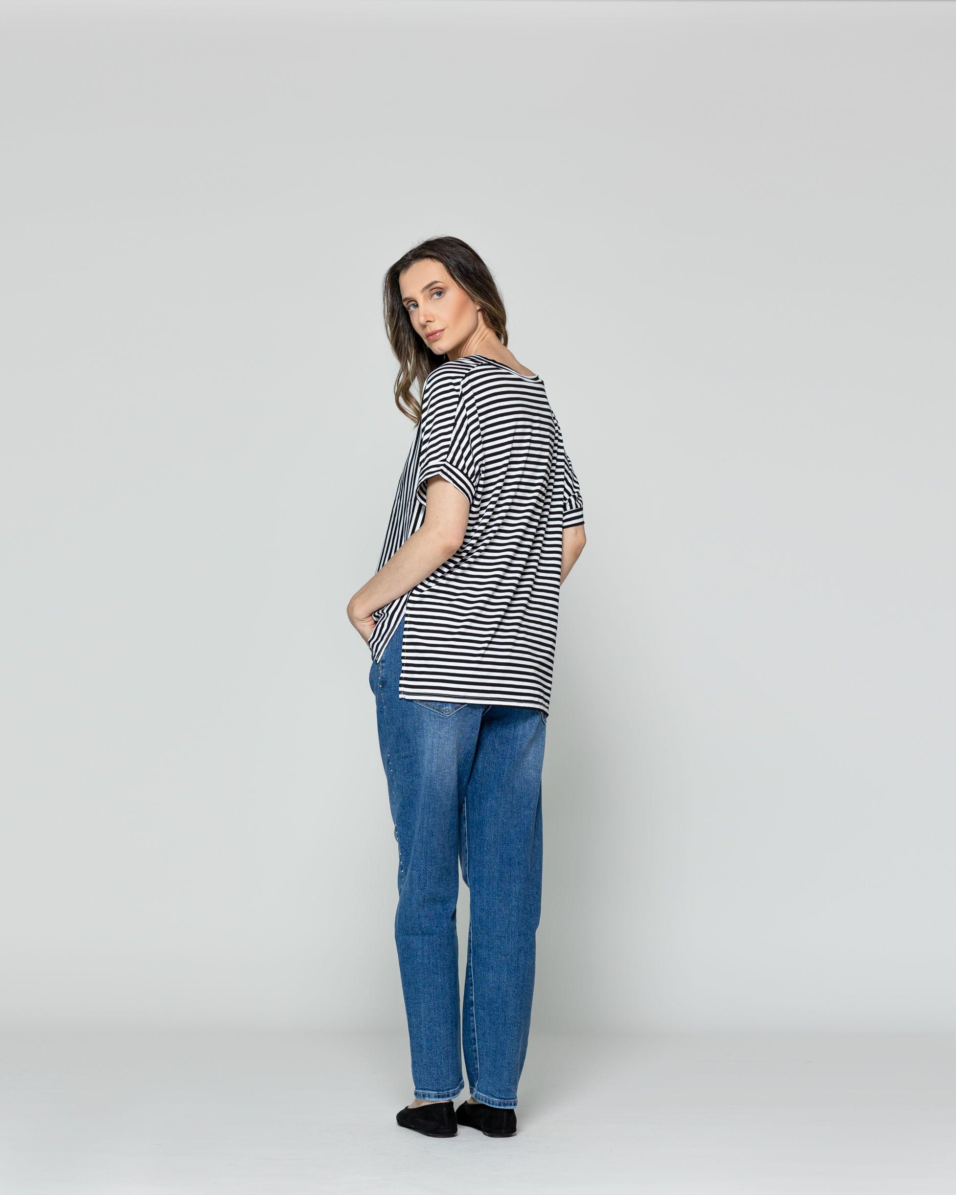 Polera Mujer Olivetta Rayas Negra Lineatre-2