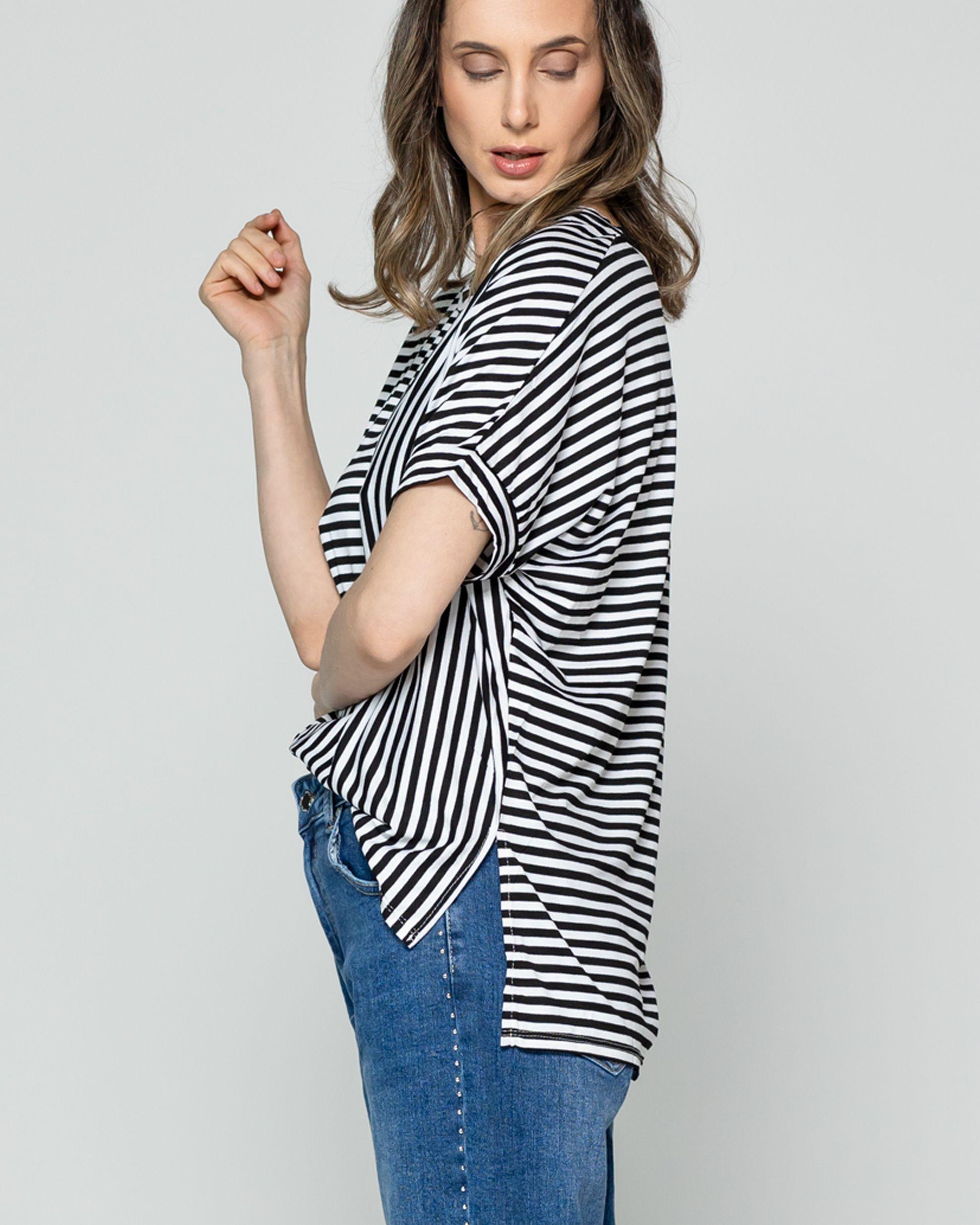 Polera Mujer Olivetta Rayas Negra Lineatre-3