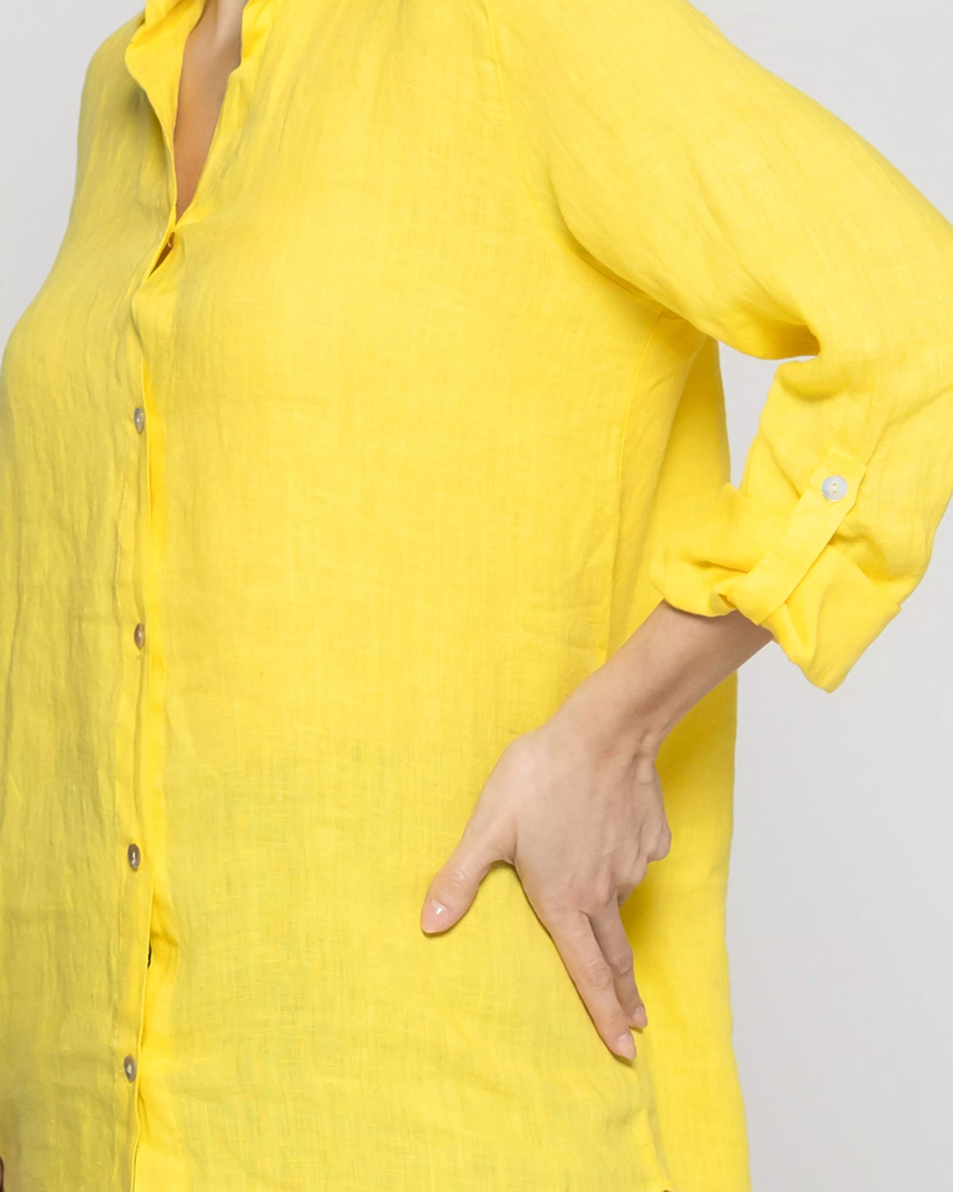 Blusa Mujer Belén Lino Manga Larga Amarilla Lineatre-2