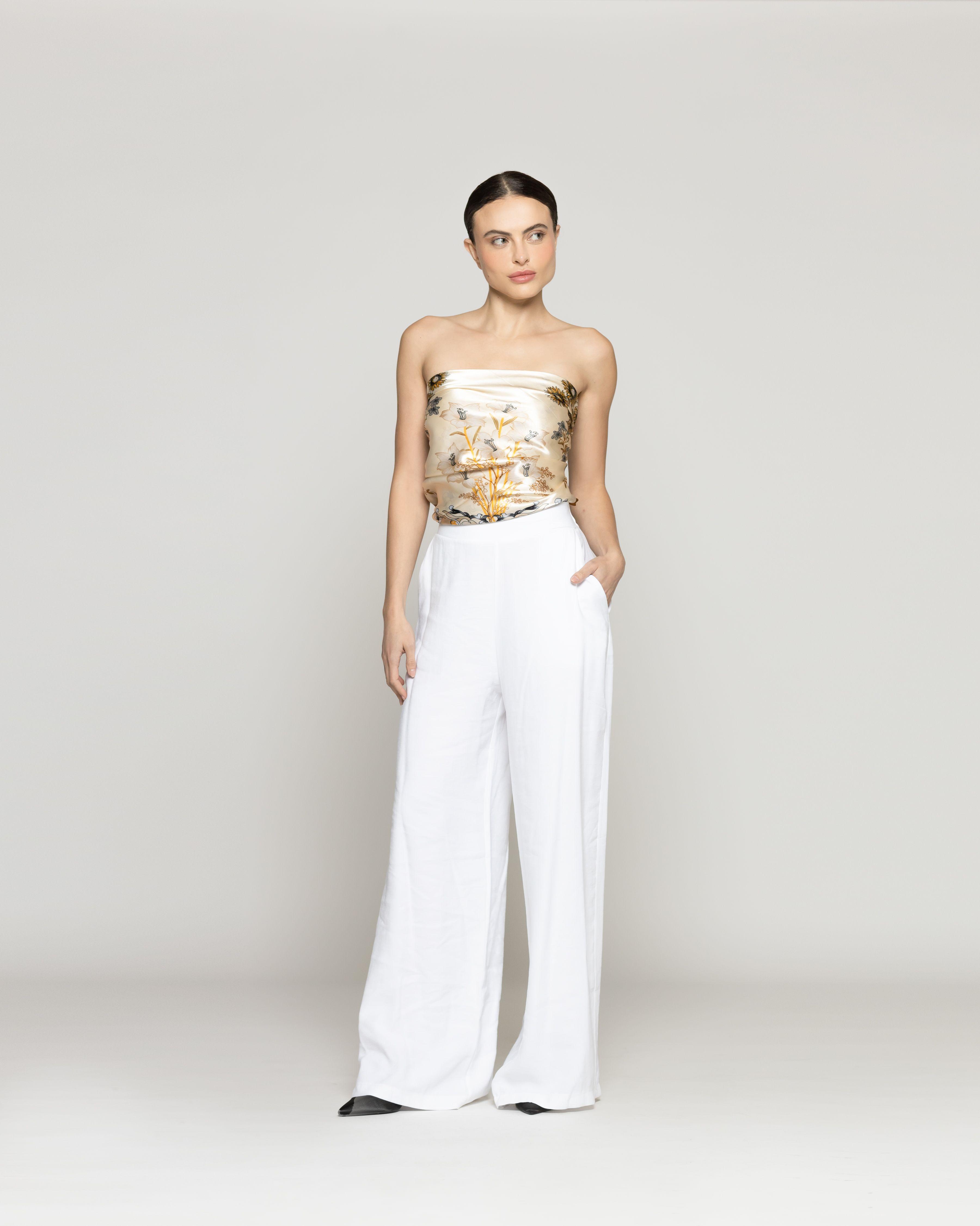 Pantalón Mujer Paloma Viscosa Calce Relajado Blanco Lineatre-0