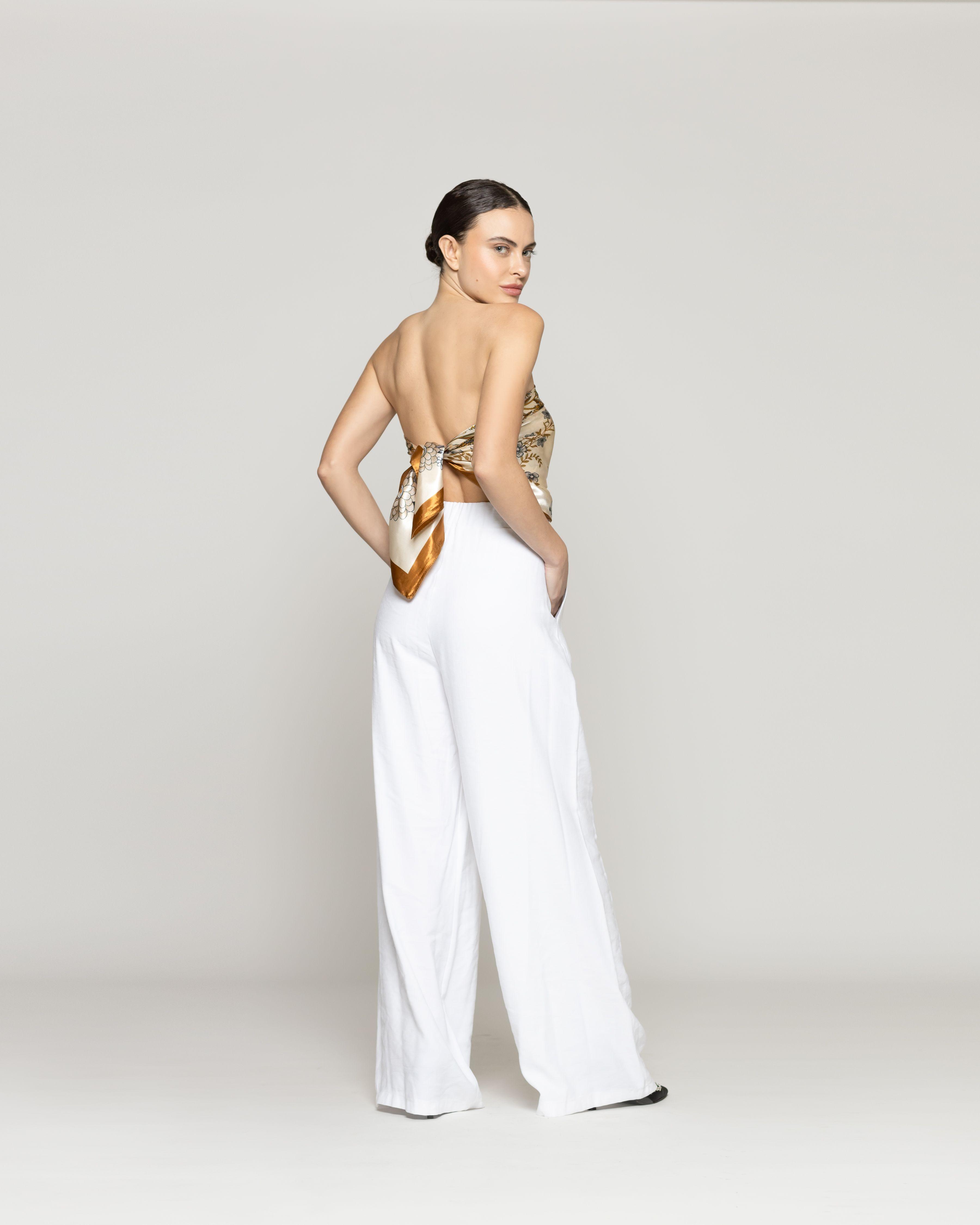 Pantalón Mujer Paloma Viscosa Calce Relajado Blanco Lineatre-2