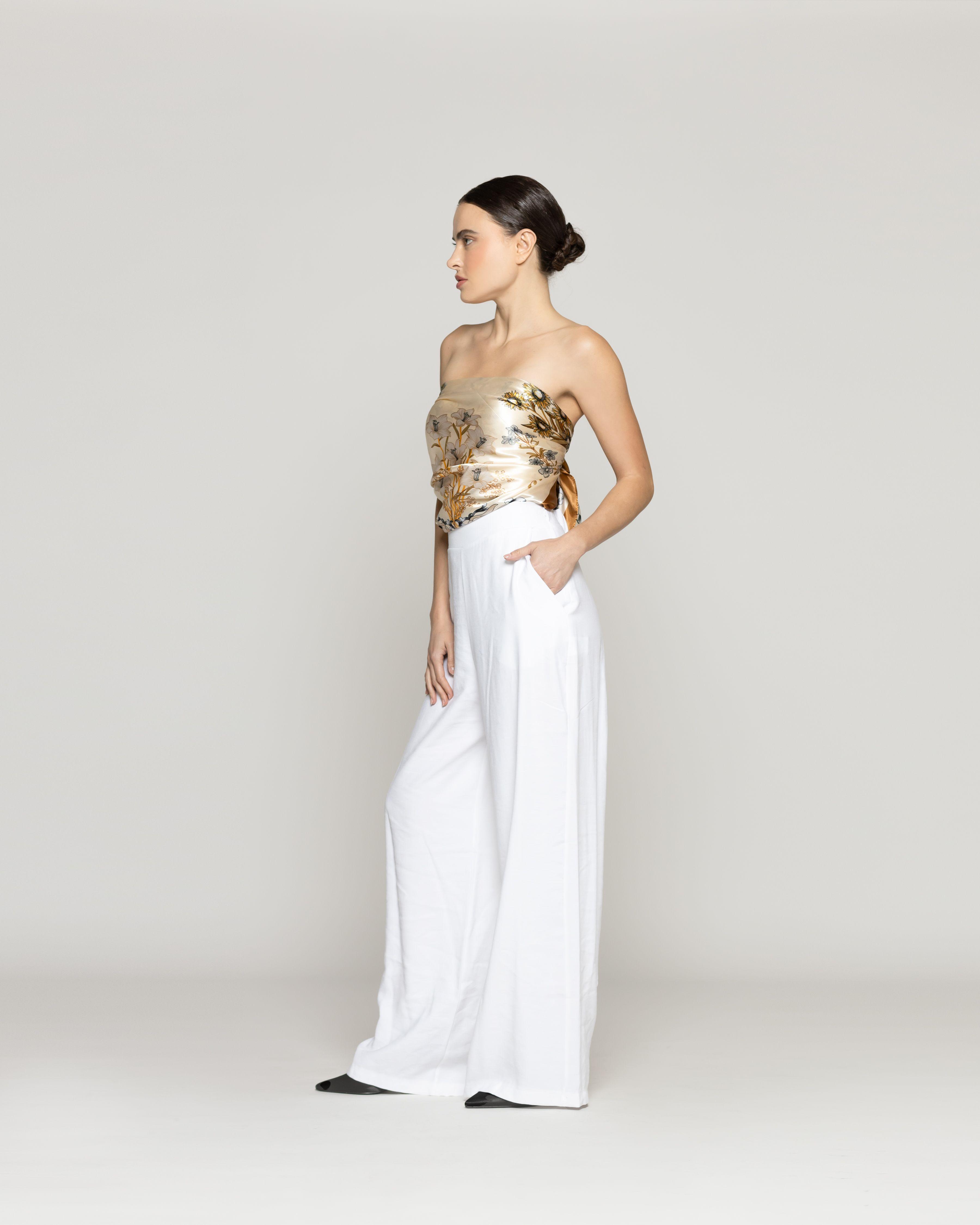 Pantalón Mujer Paloma Viscosa Calce Relajado Blanco Lineatre-3