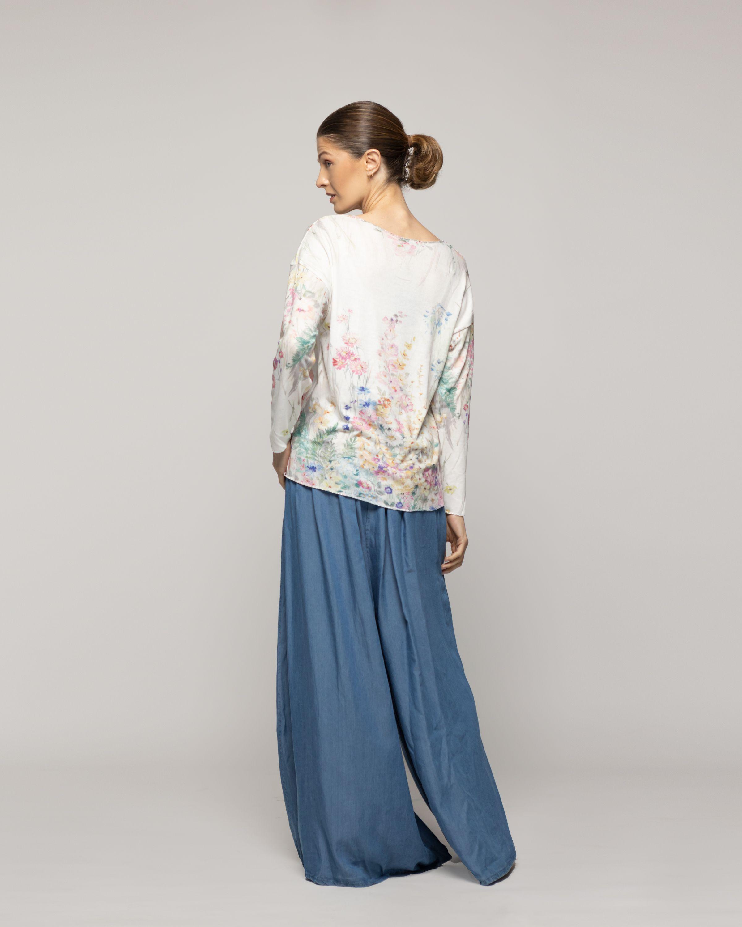 Polera Mujer Olisa Blanca Estampado Flores Lineatre-2