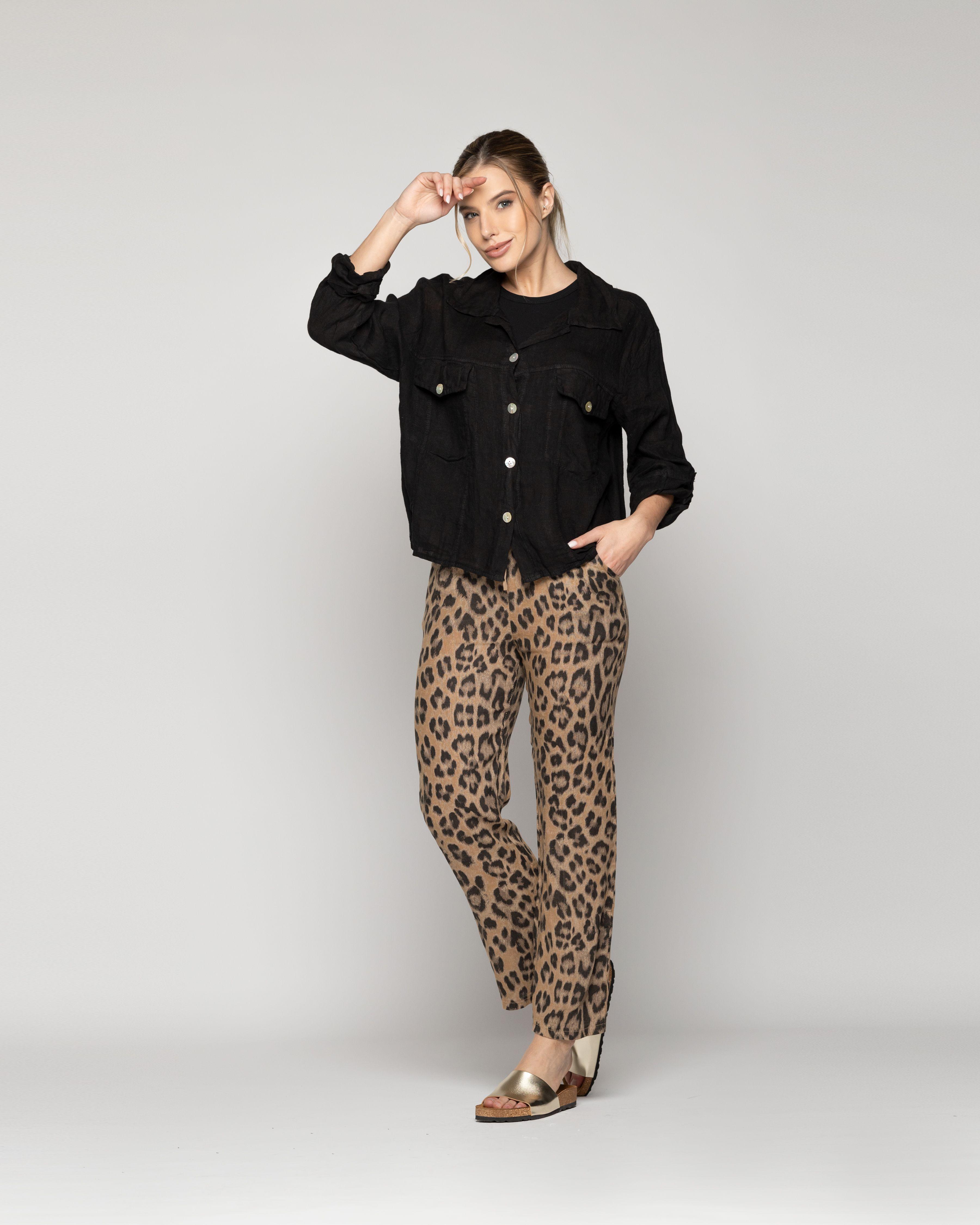 Chaqueta Mujer Chiara De Lino Con Bolsillos Negra Lineatre-4