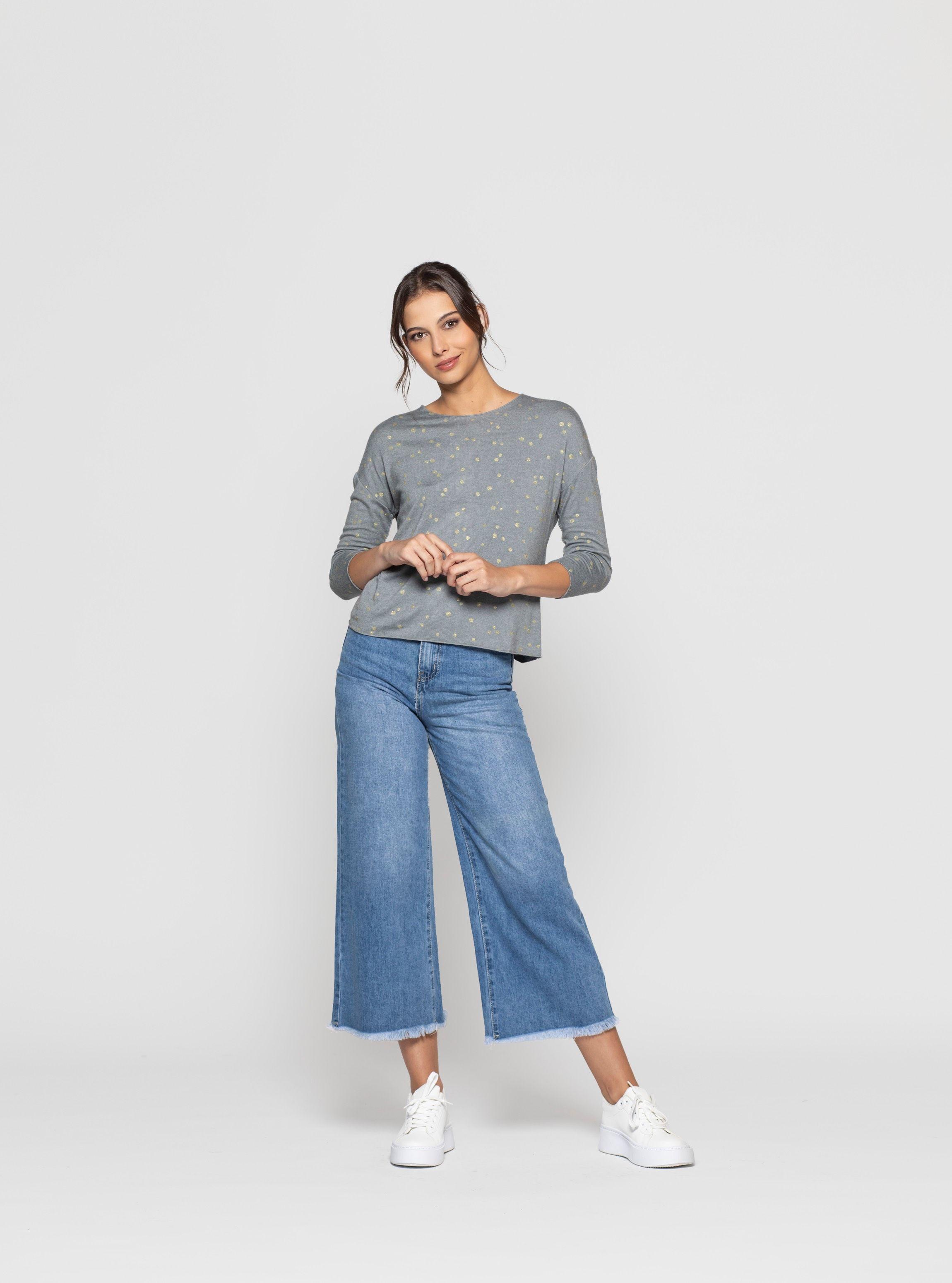 Polera Mujer Naira Gris Lineatre-2