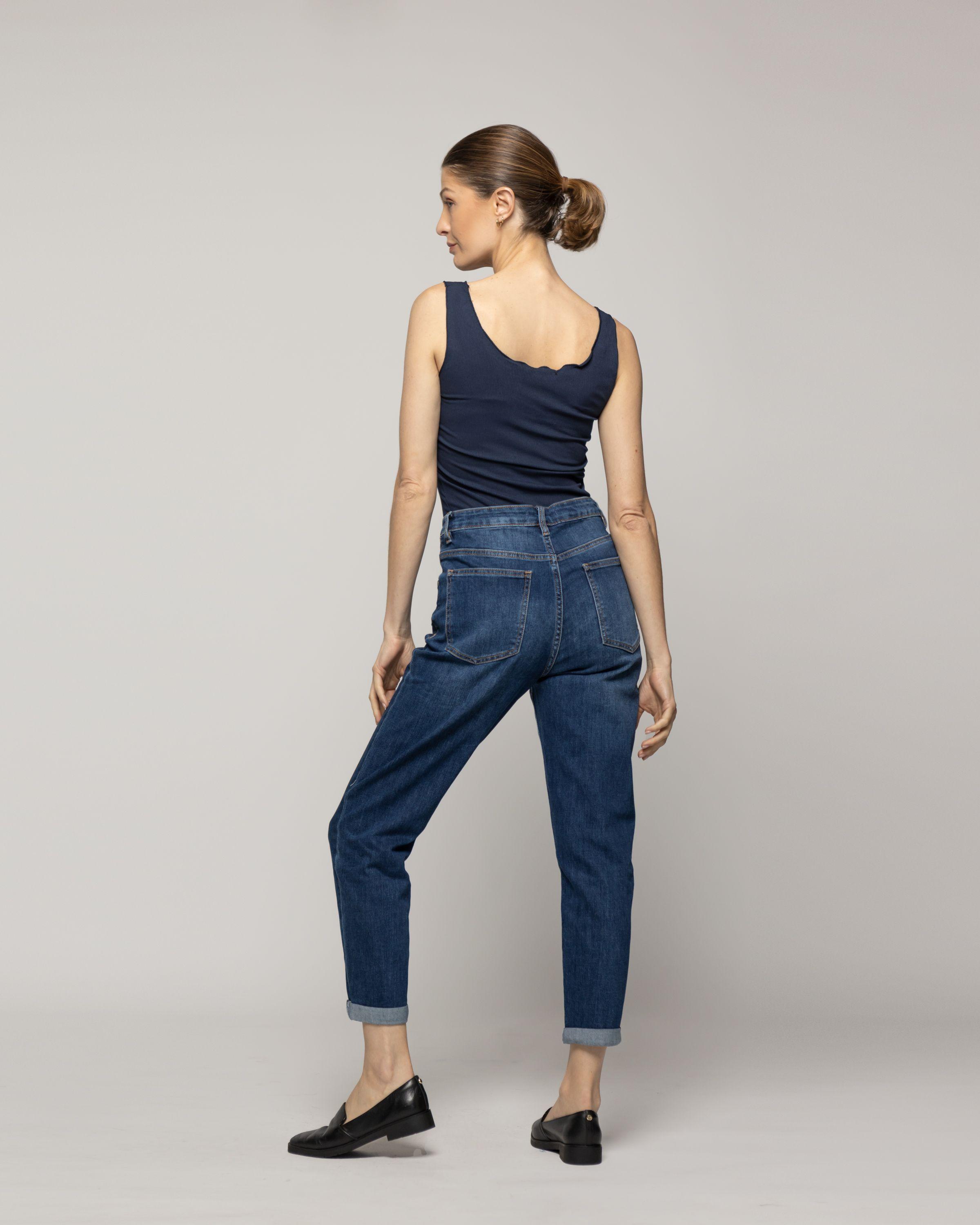 Jeans Jessica Tiro Alto Calce Regular Azul Lineatre-2