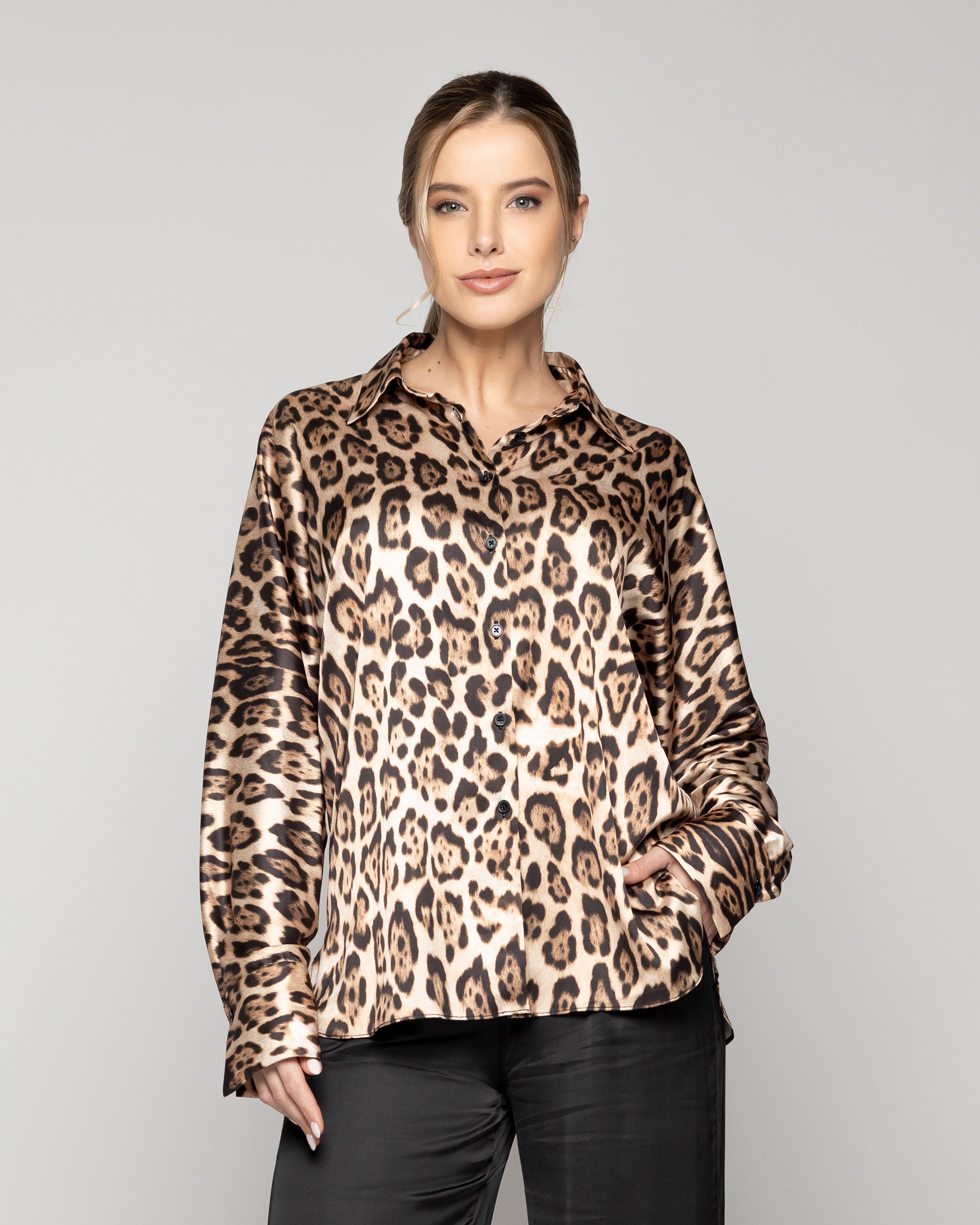 Blusa Mujer Bonaria Tipo Satín Con Estampado Leopardo  Lineatre-0