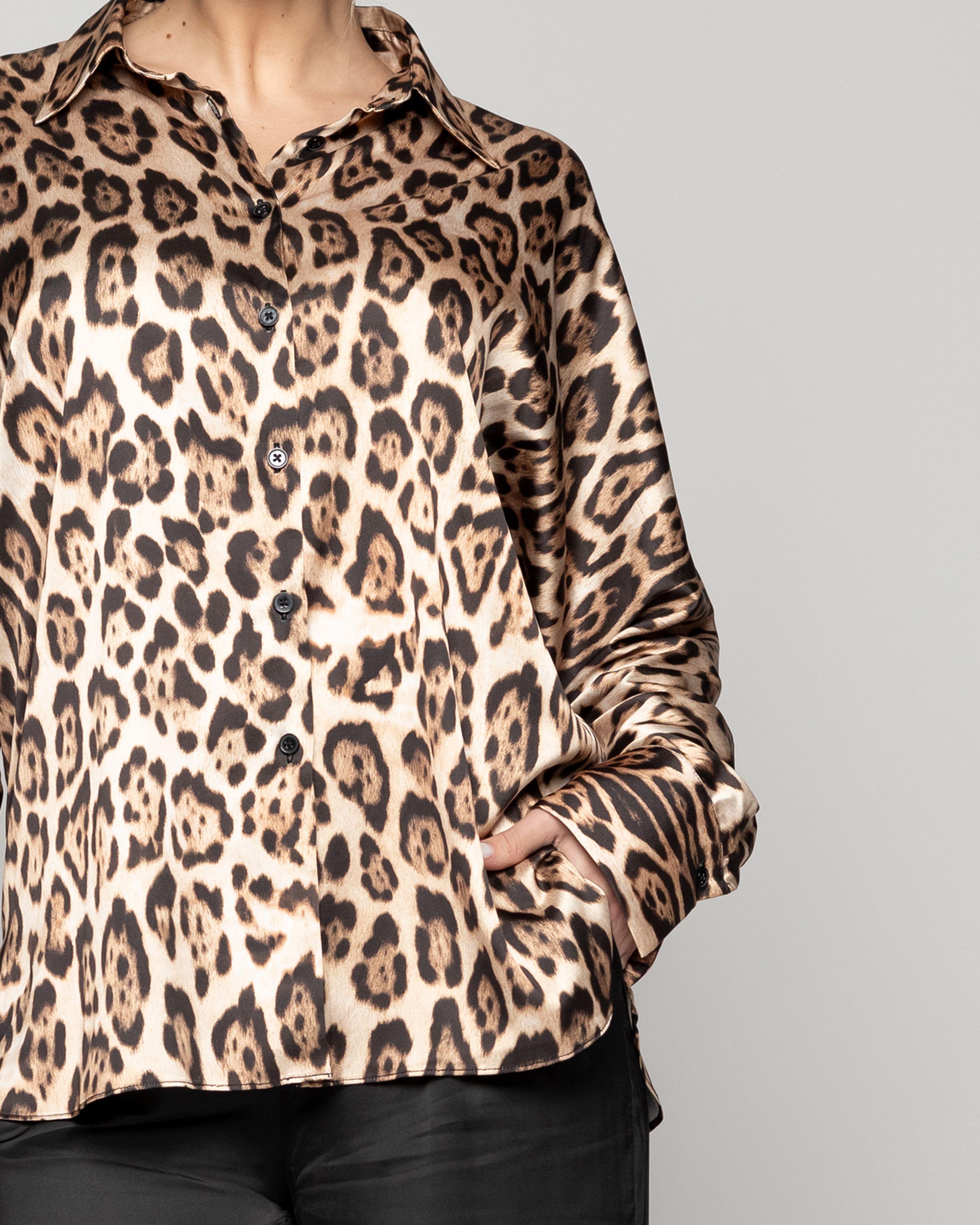 Blusa Mujer Bonaria Tipo Satín Con Estampado Leopardo  Lineatre-2