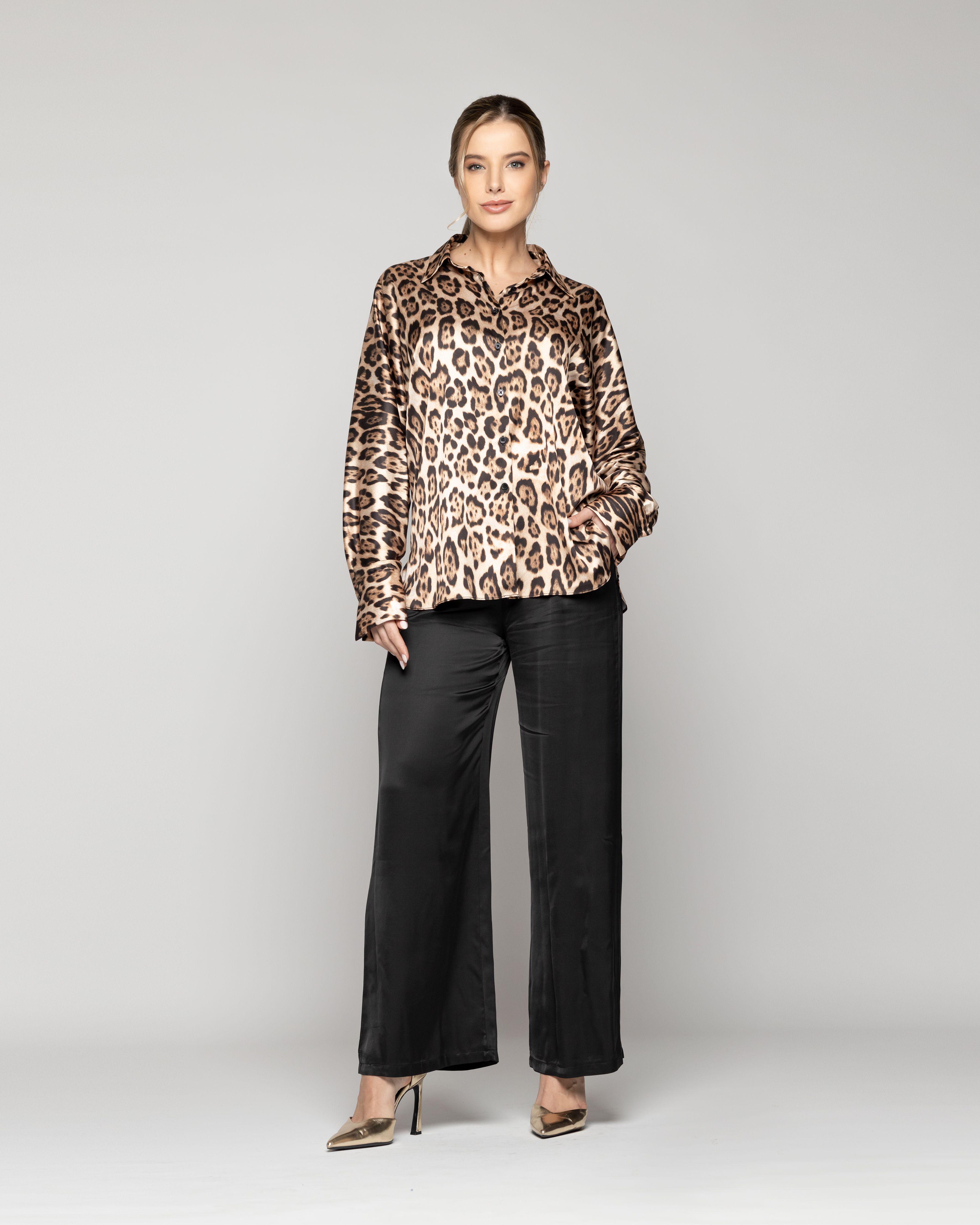 Blusa Mujer Bonaria Tipo Satín Con Estampado Leopardo  Lineatre-4