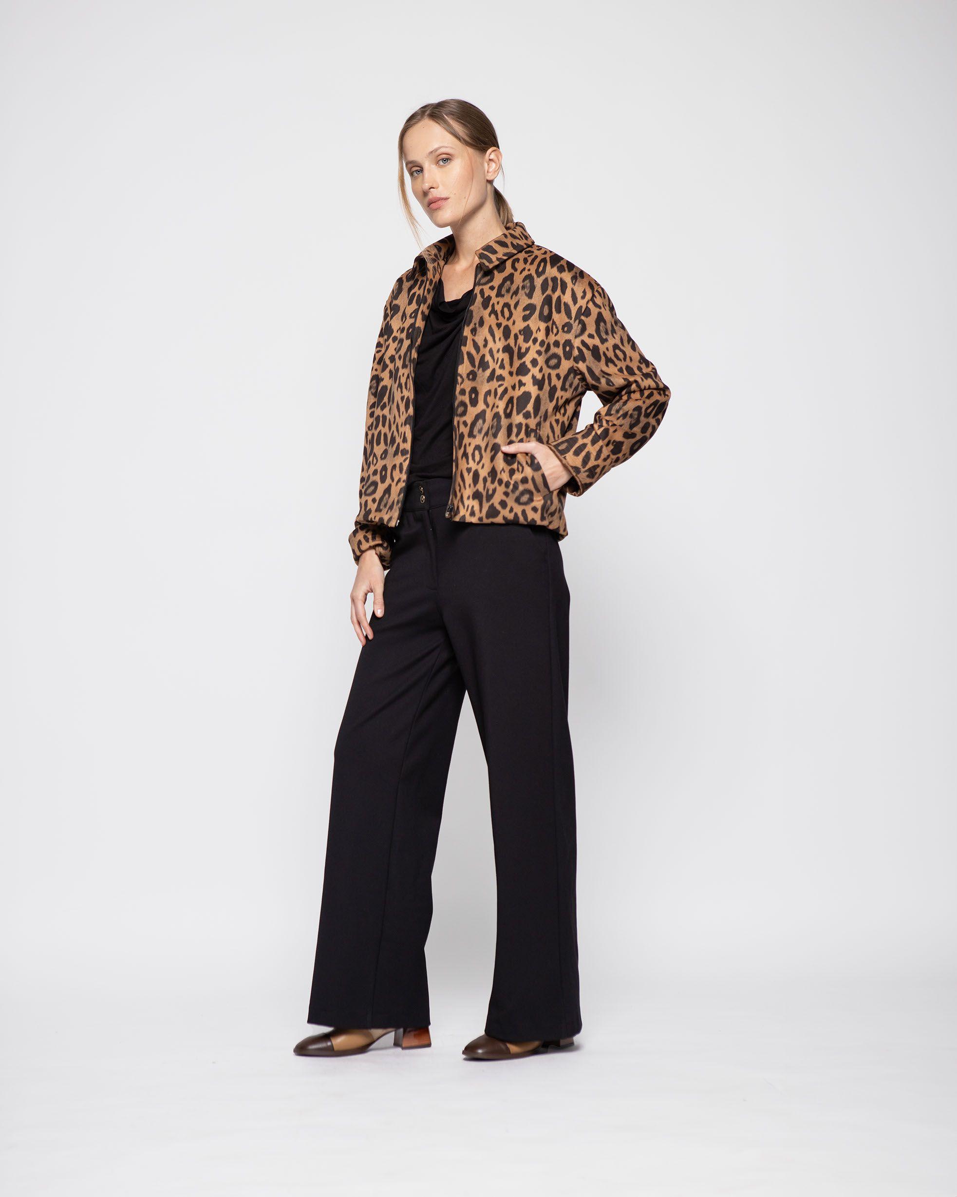Chaqueta Mujer Fresia Café Animal Print Ludovica-1