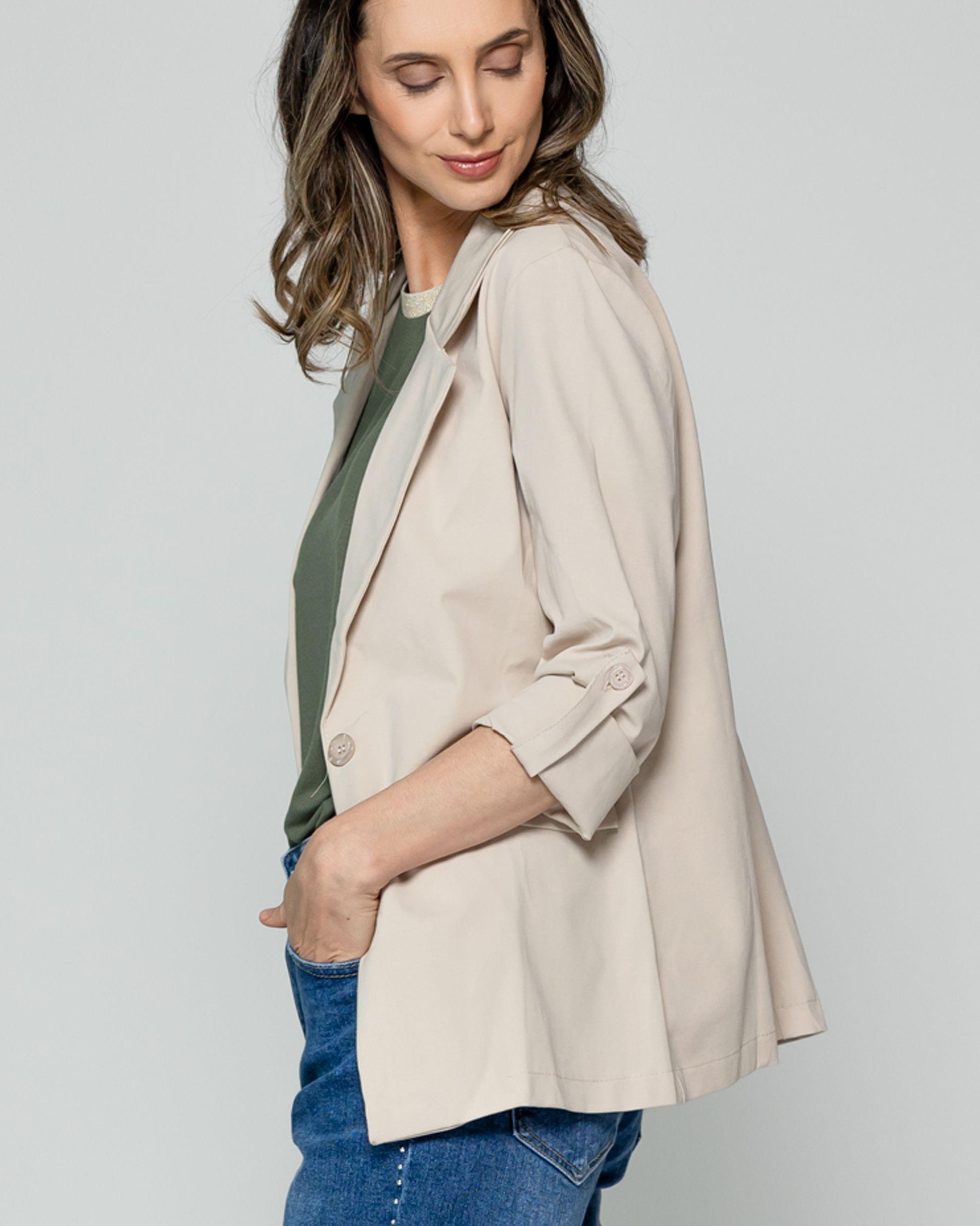 Chaqueta Mujer Catherine Tipo Blazer Elasticado Beige Lineatre-3