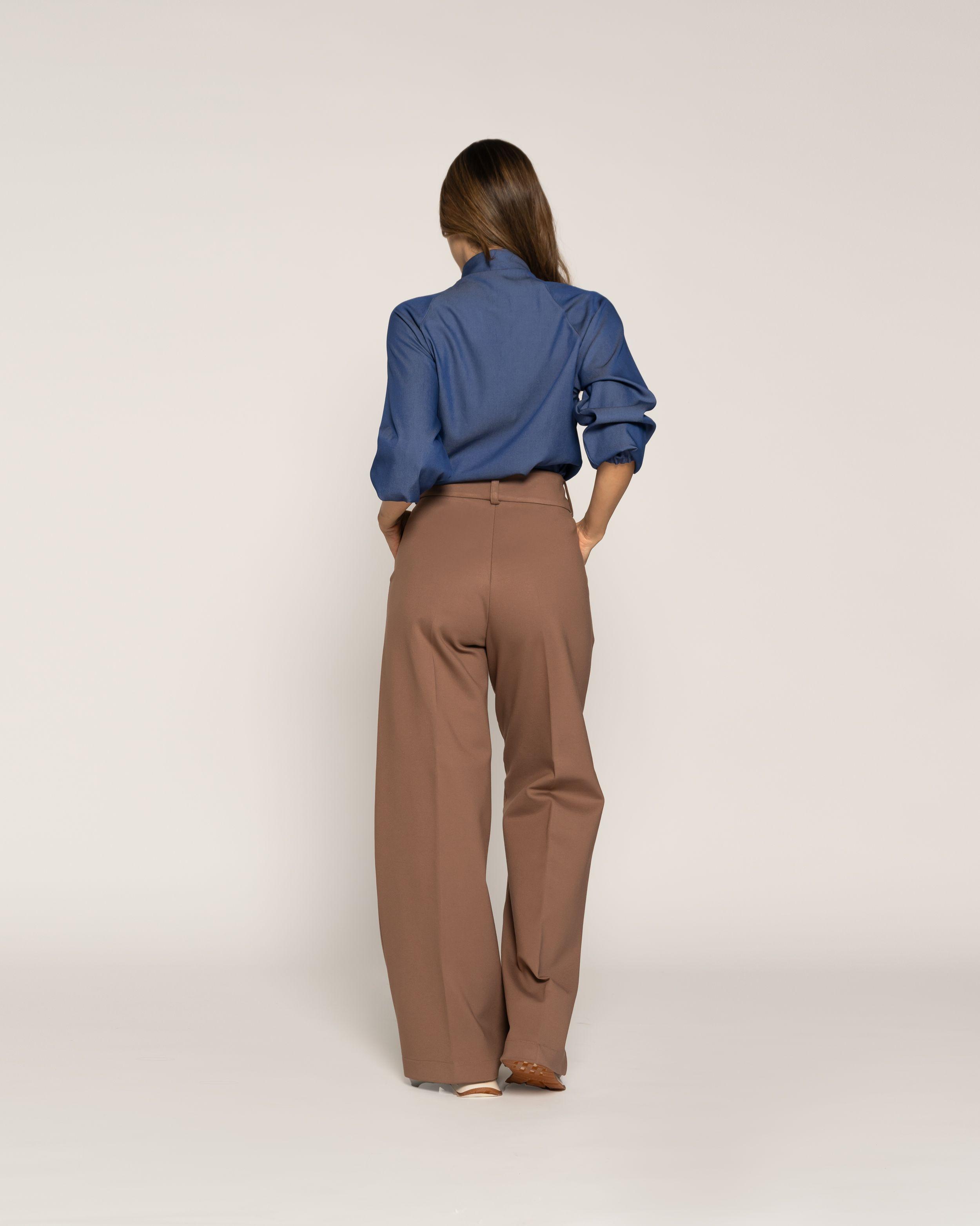 Blusa Rosa Jeans Fluida Cuello Redondo Manga Larga Ludovica-2