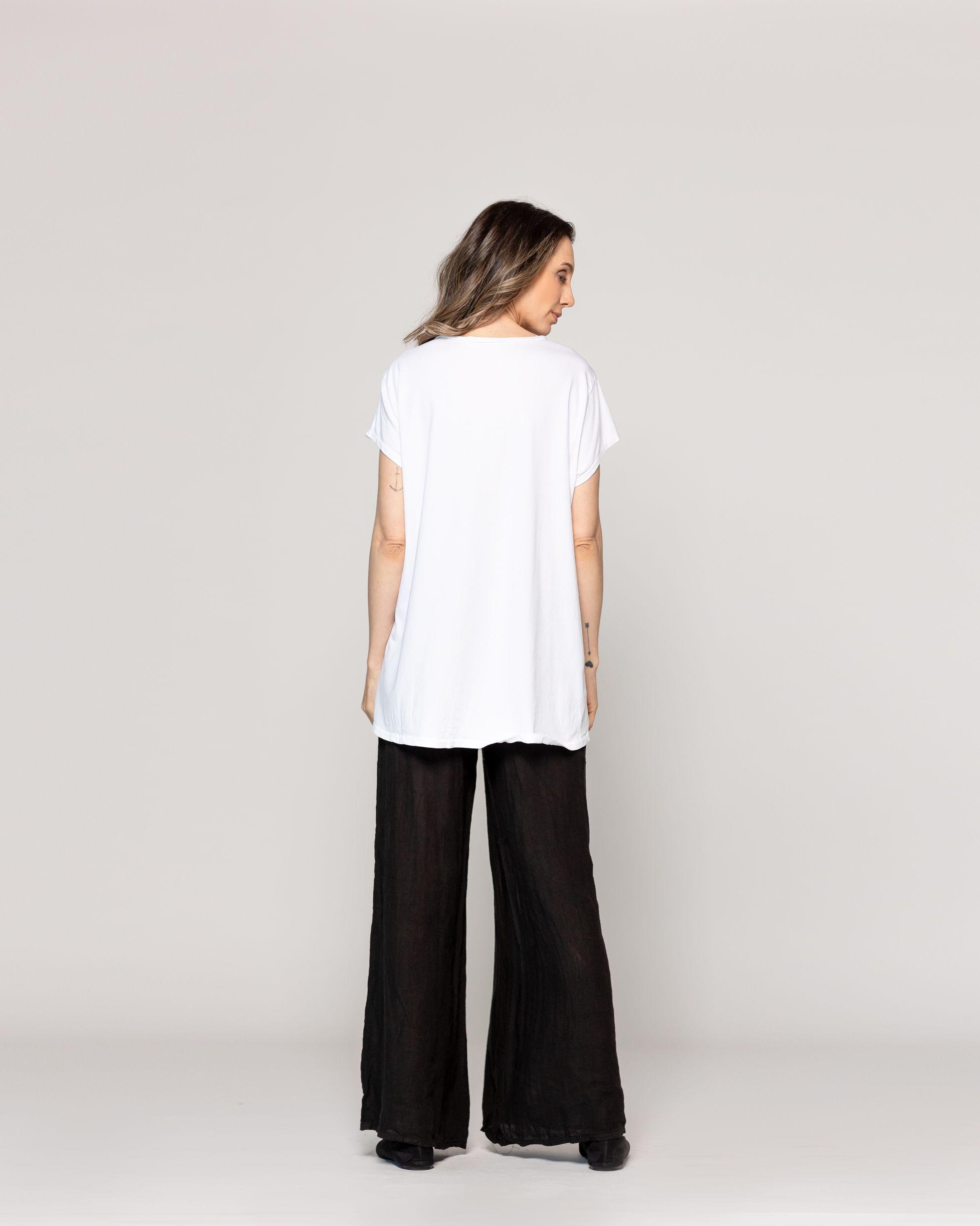 Polera Mujer Odelia Estampado Íconos Retro Blanca Lineatre-2