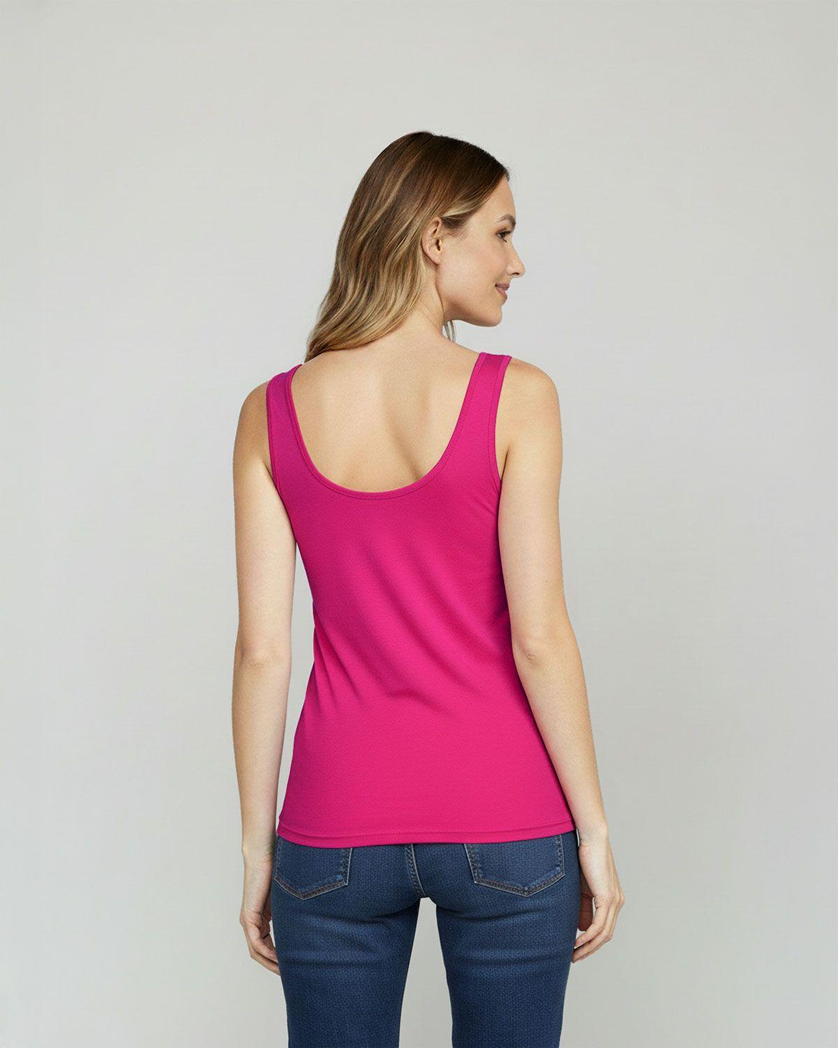 Top Mujer Giovanna Slim fit Cuello en U Tirantes Fucsia Lineatre-2