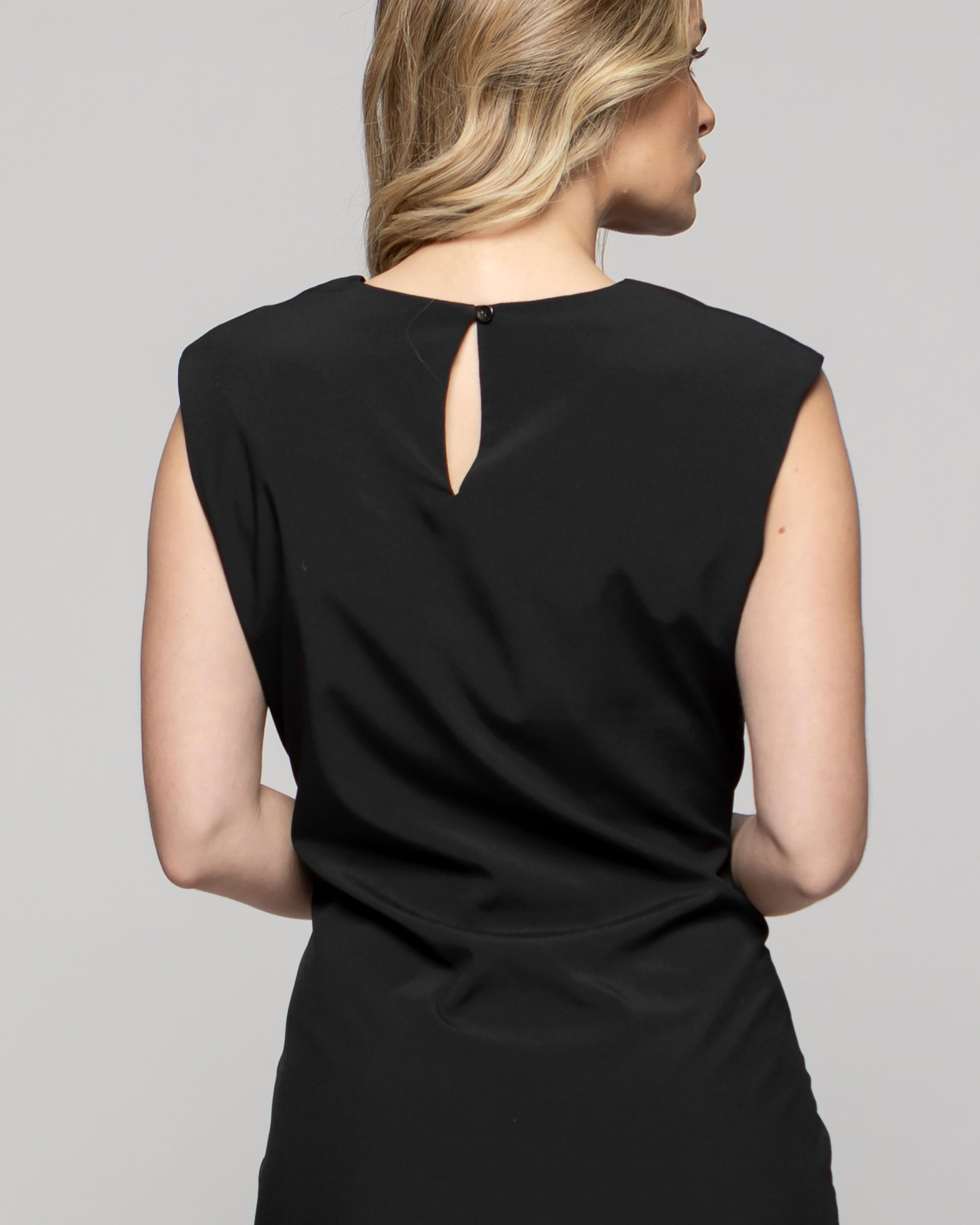 Vestido Mujer Glicina Corto Con Vuelo Manga Corta Escote Redondo Negro Ludovica-9