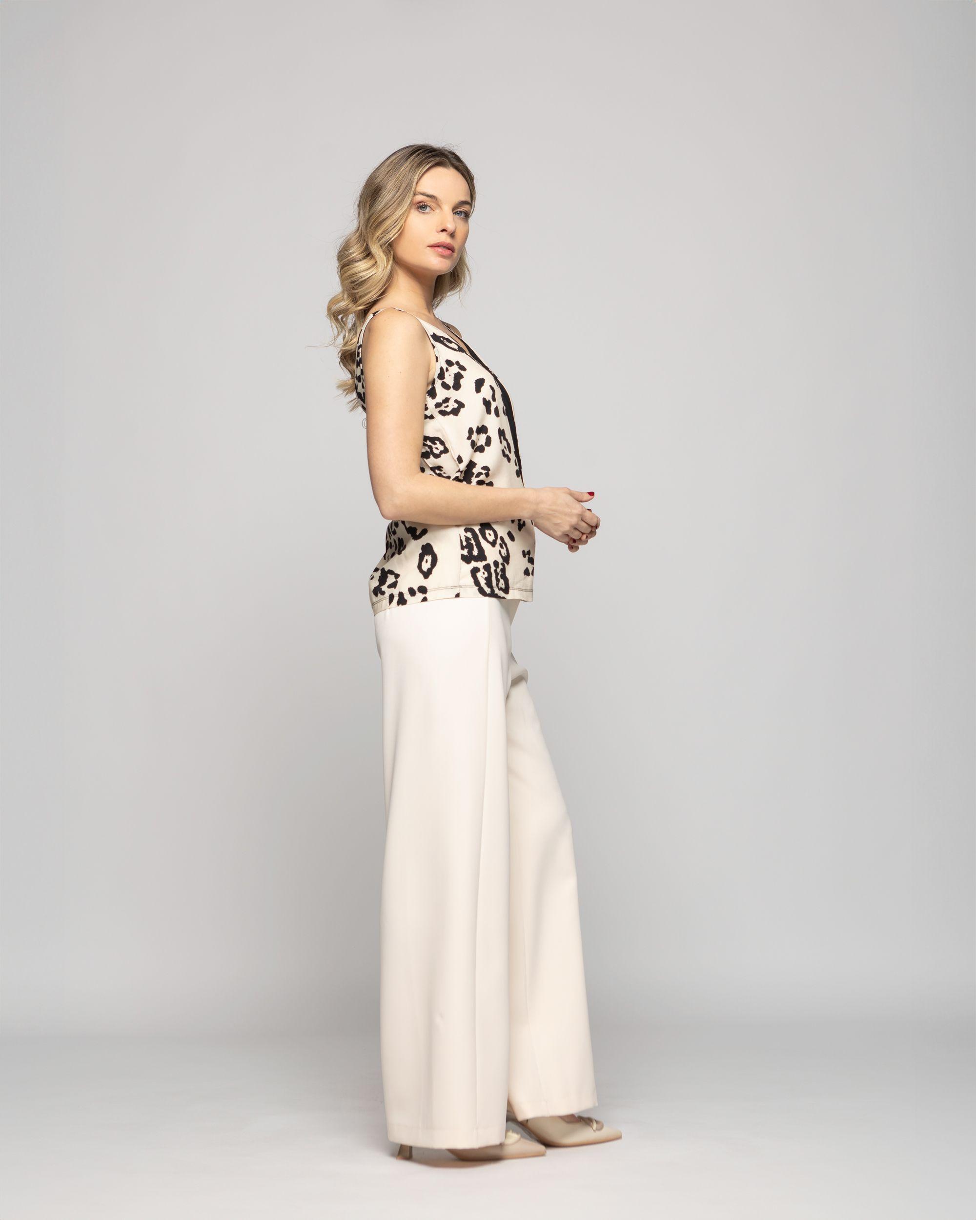 Blusa Mujer Begonia Sin Mangas Escote V Animal Print Ludovica-9