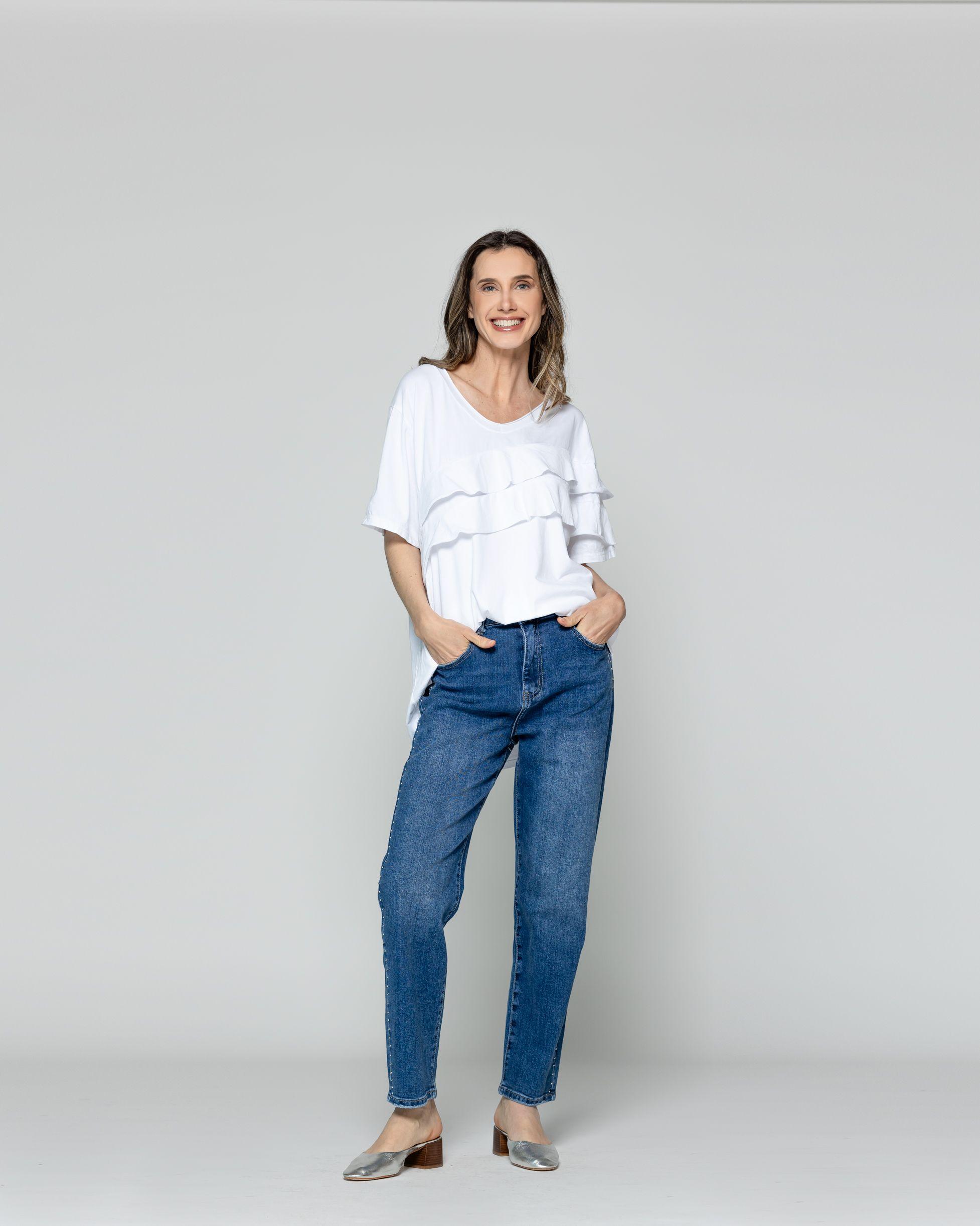 Polera Mujer Odessa Con Volantes Blanca Lineatre-4