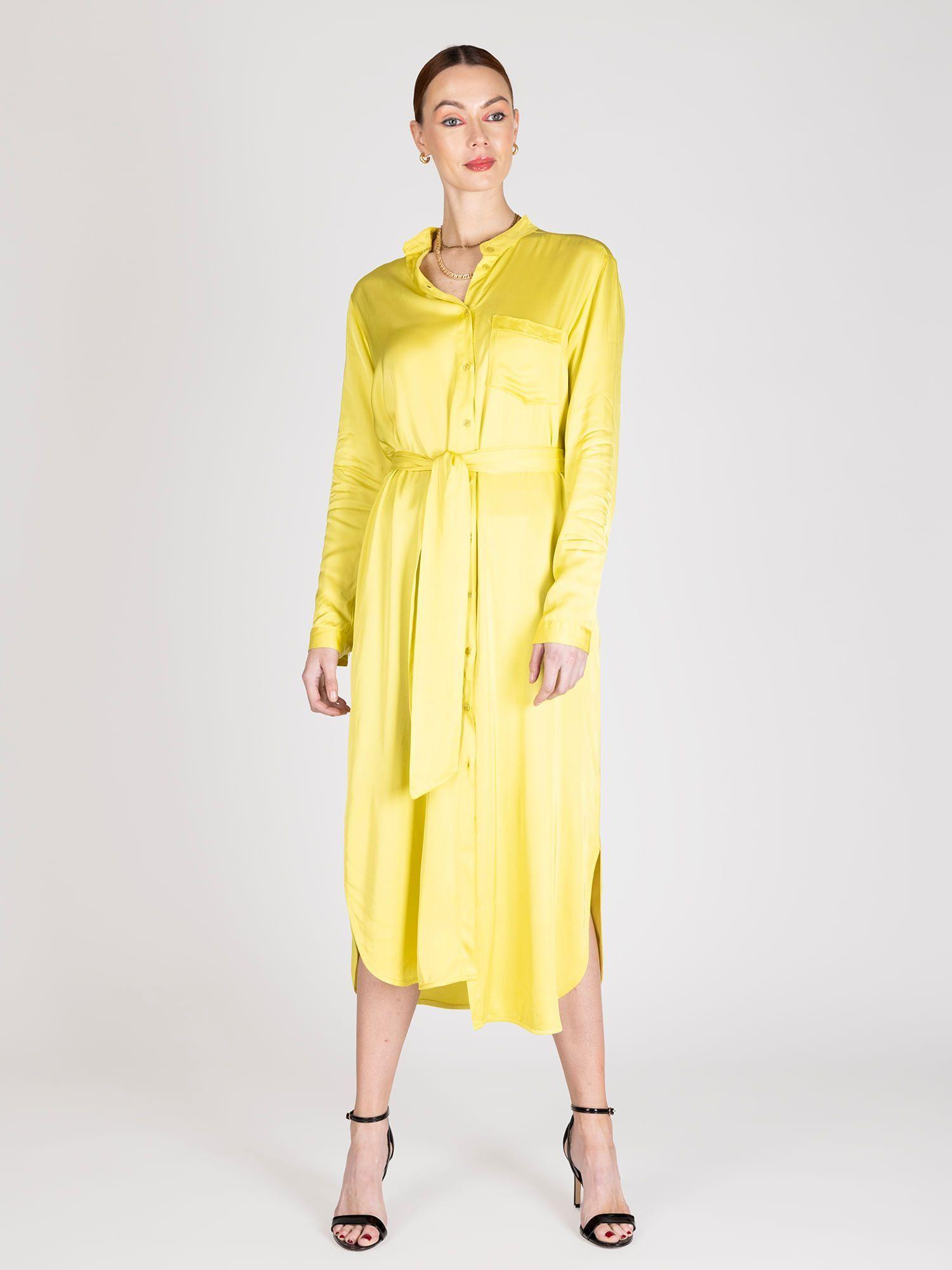 Vestido Camisero Satinado Limon Lineatre-2