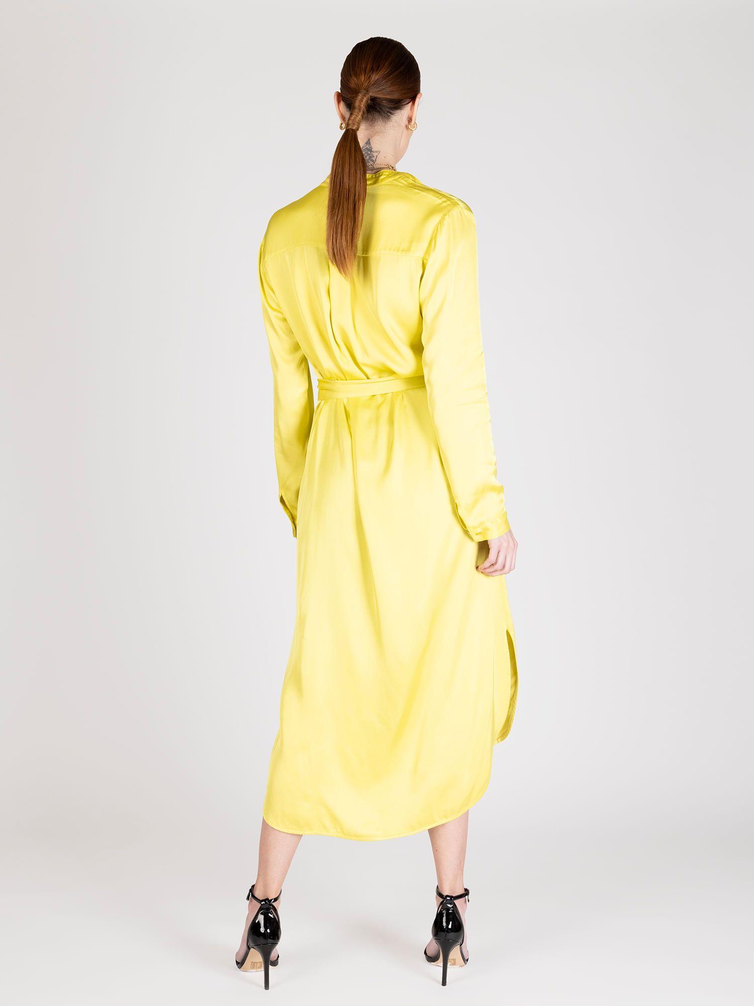 Vestido camisero satinado limon lineatre-2