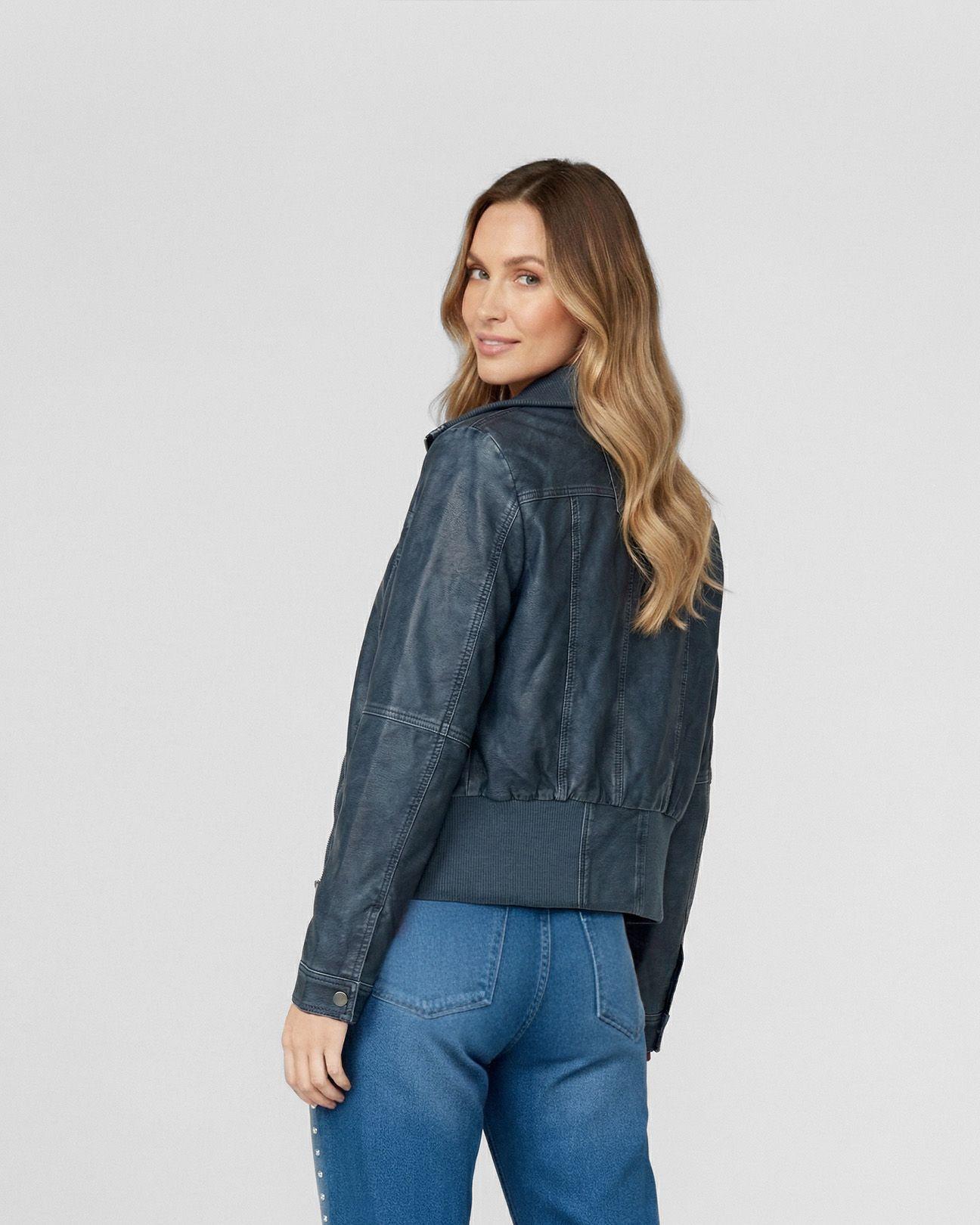 Chaqueta Mujer Francisca Regular  Cuello Alto Solapa Manga Suelta Jeans Lineatre-1