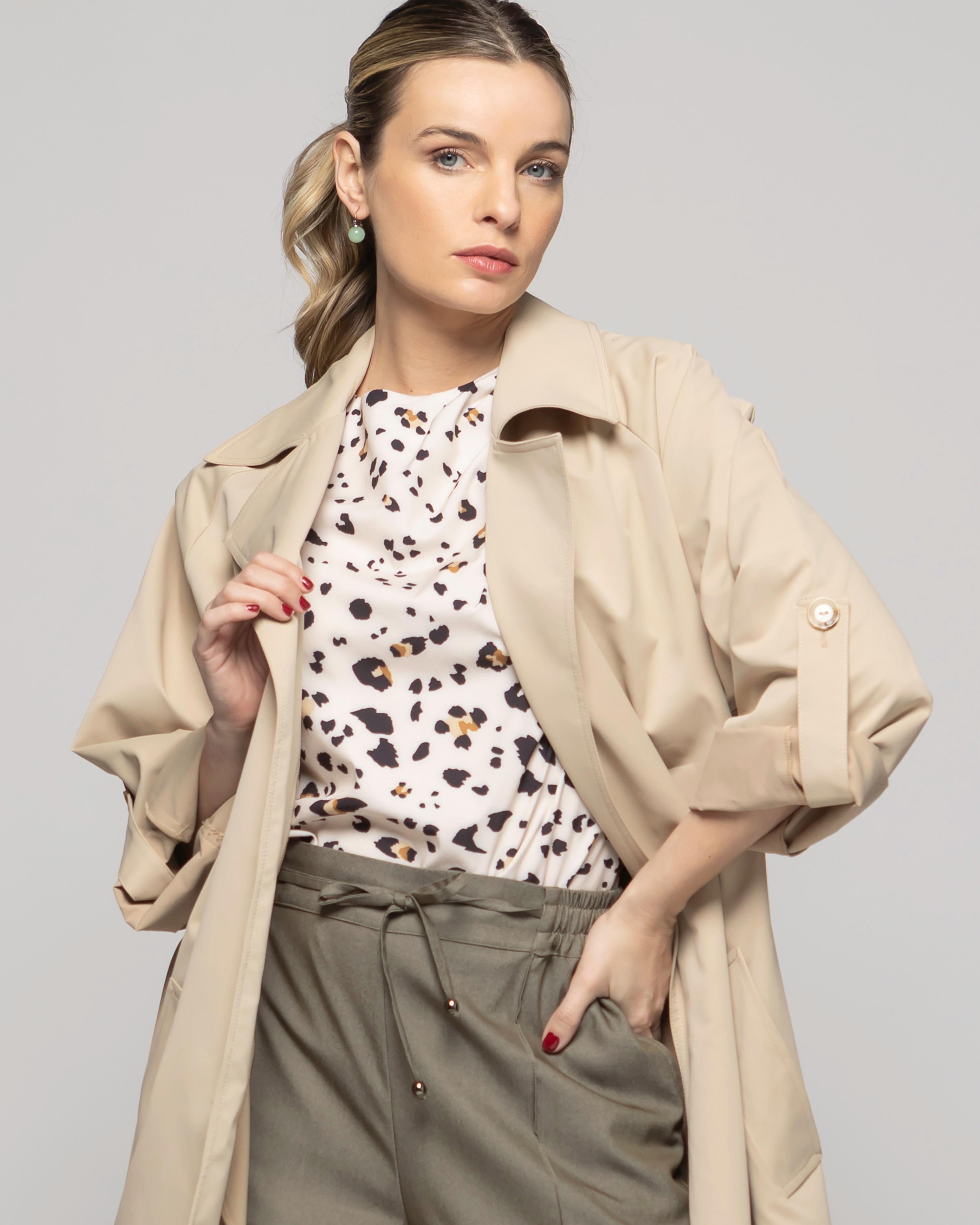 Trench Mujer Jazmín Largo Clásico Con Cinturón Beige Ludovica-3