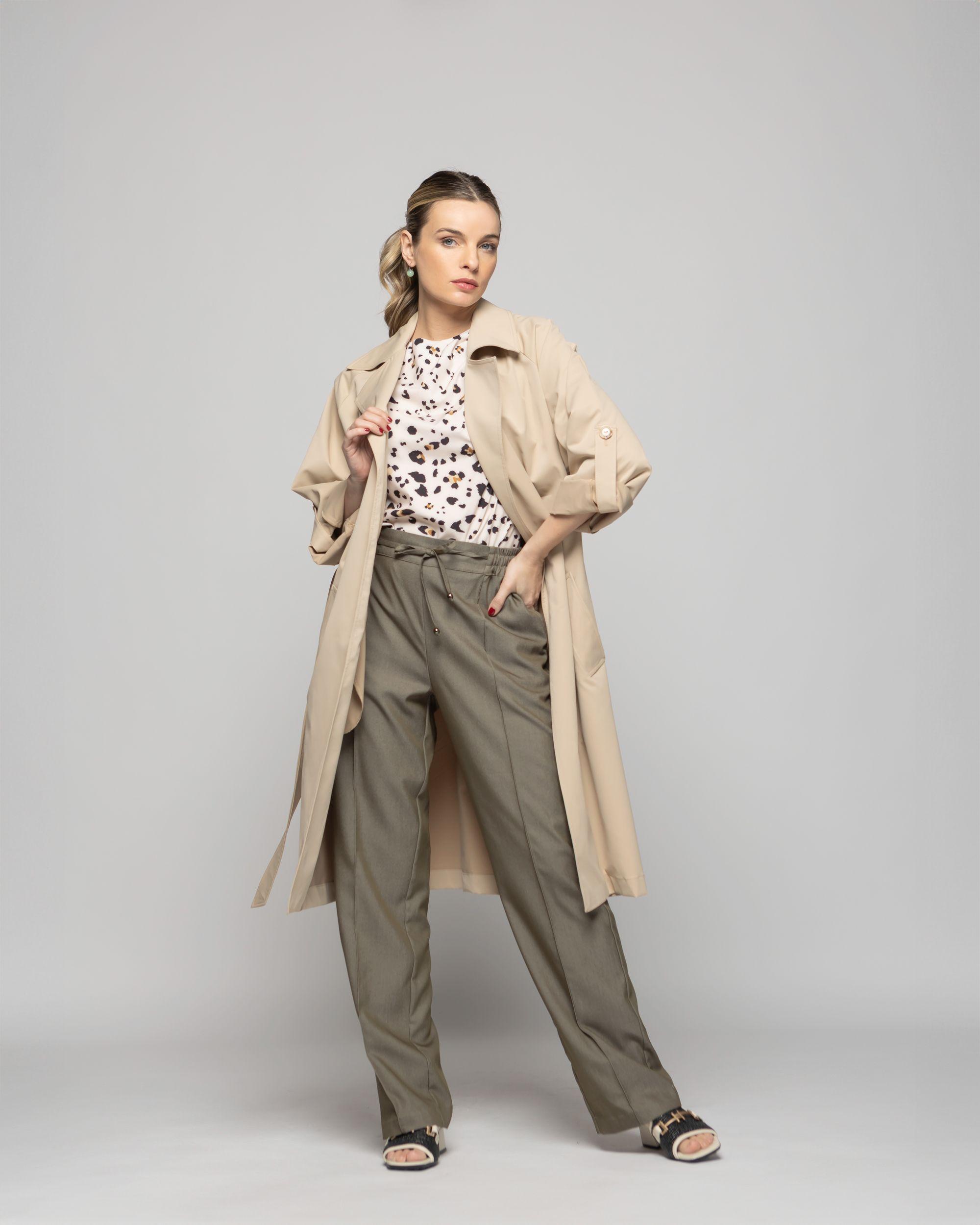 Trench Mujer Jazmín Largo Clásico Con Cinturón Beige Ludovica-5