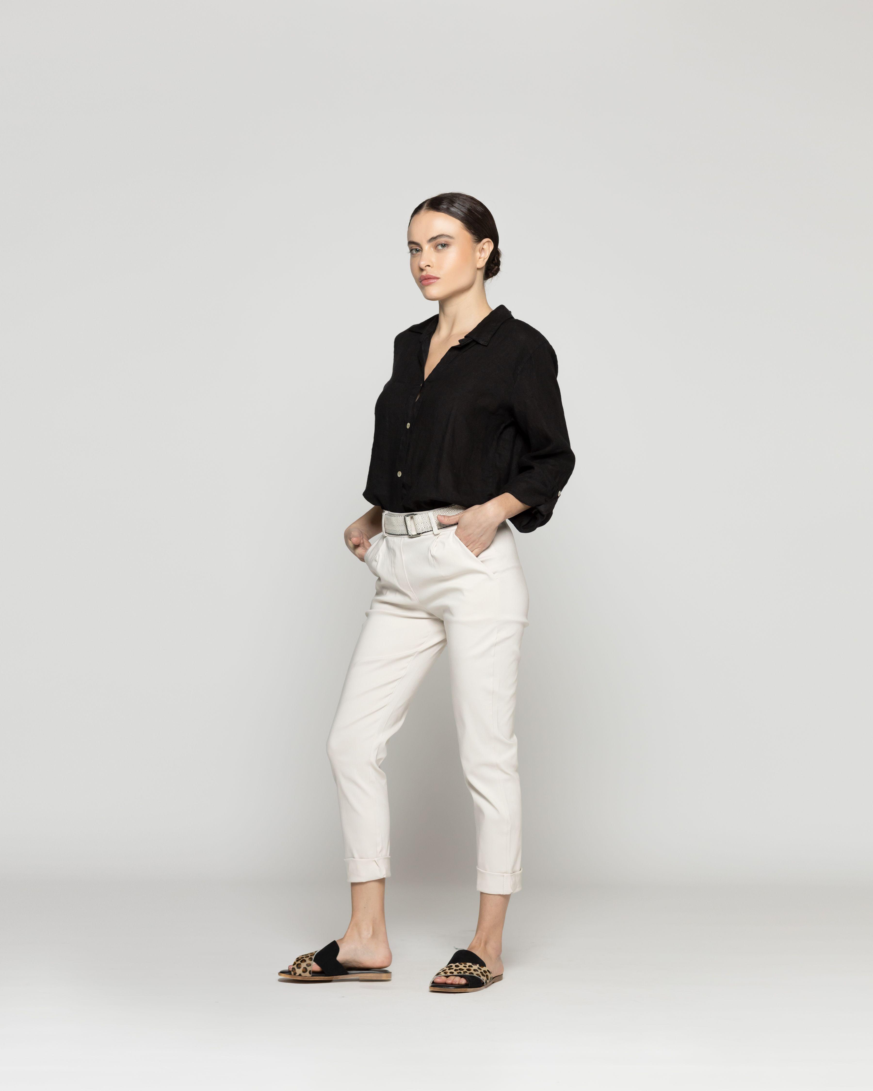 Pantalón Mujer Parisa Pitillo Beige Lineatre-3
