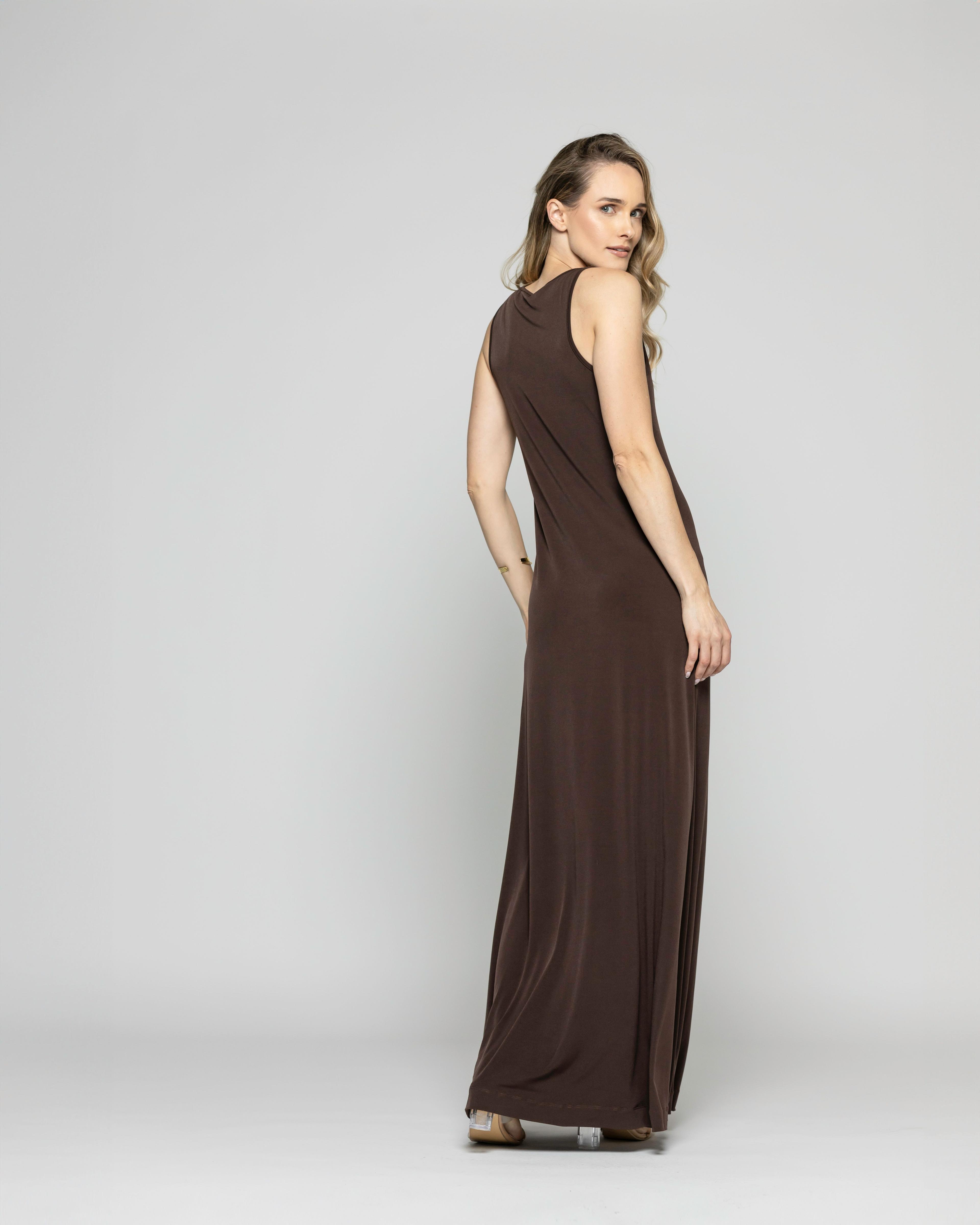 Vestido Mujer Iberis  Tirantes Largo Abertura En La Pierna Con Argolla Metálica Ludovica-2