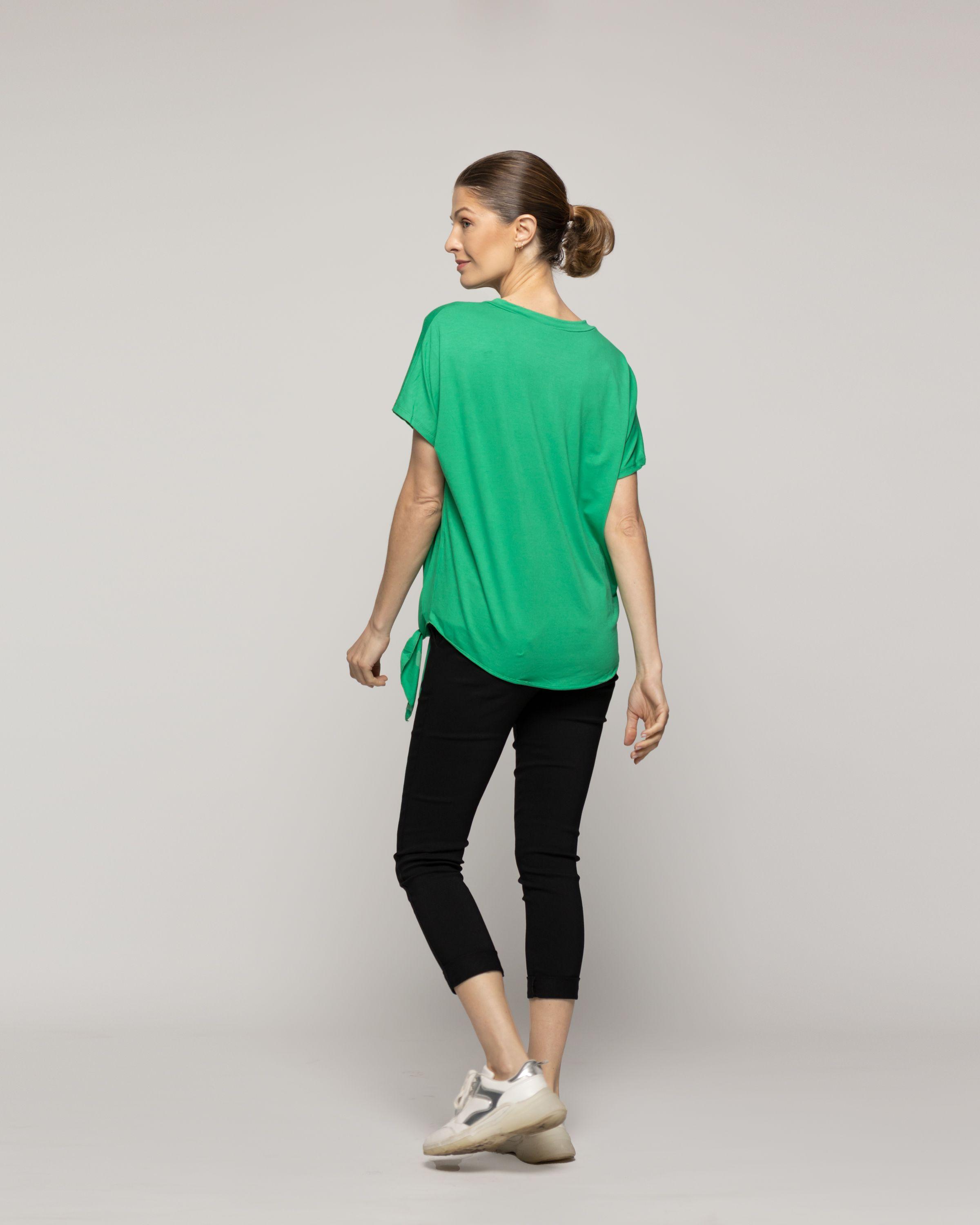 Polera Mujer Orieta Básica Manga Corta Con Amarra Lateral Verde Lineatre-2
