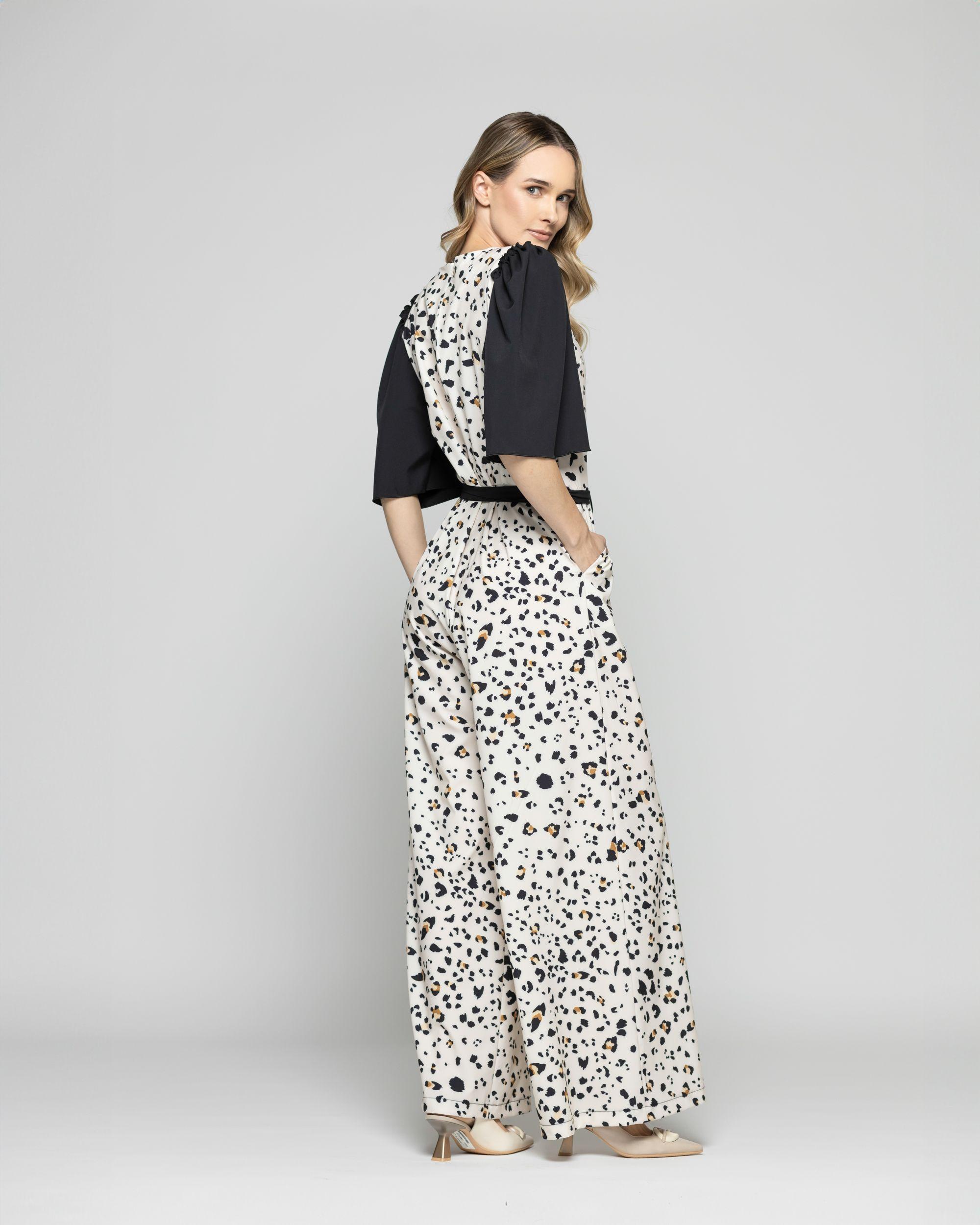 Enterito Mujer Acacia Manga 3/4 Palazzo Animal Print Blanco Vainilla Ludovica-6