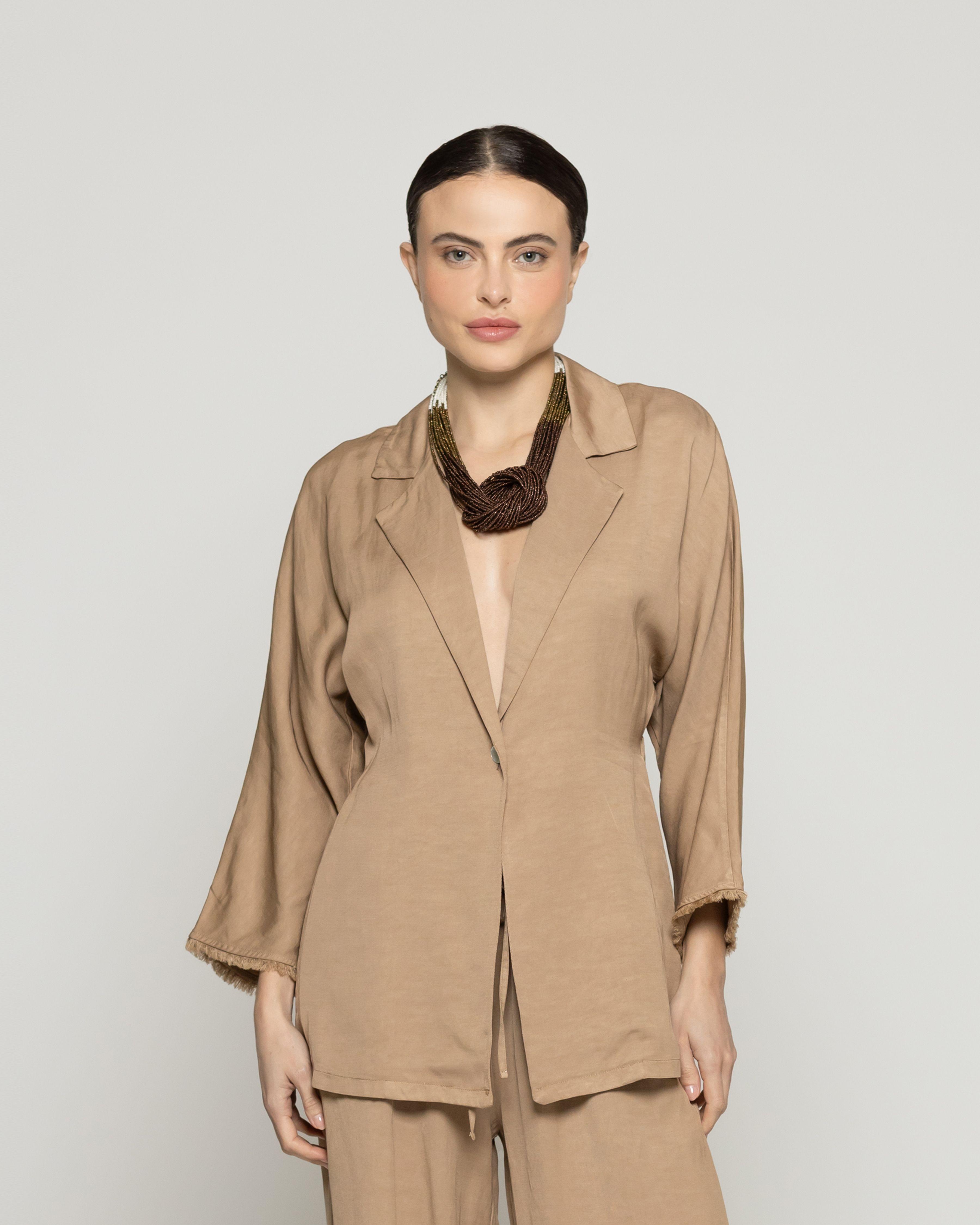 Chaqueta Celina Blazer Café Taupe Lineatre-0