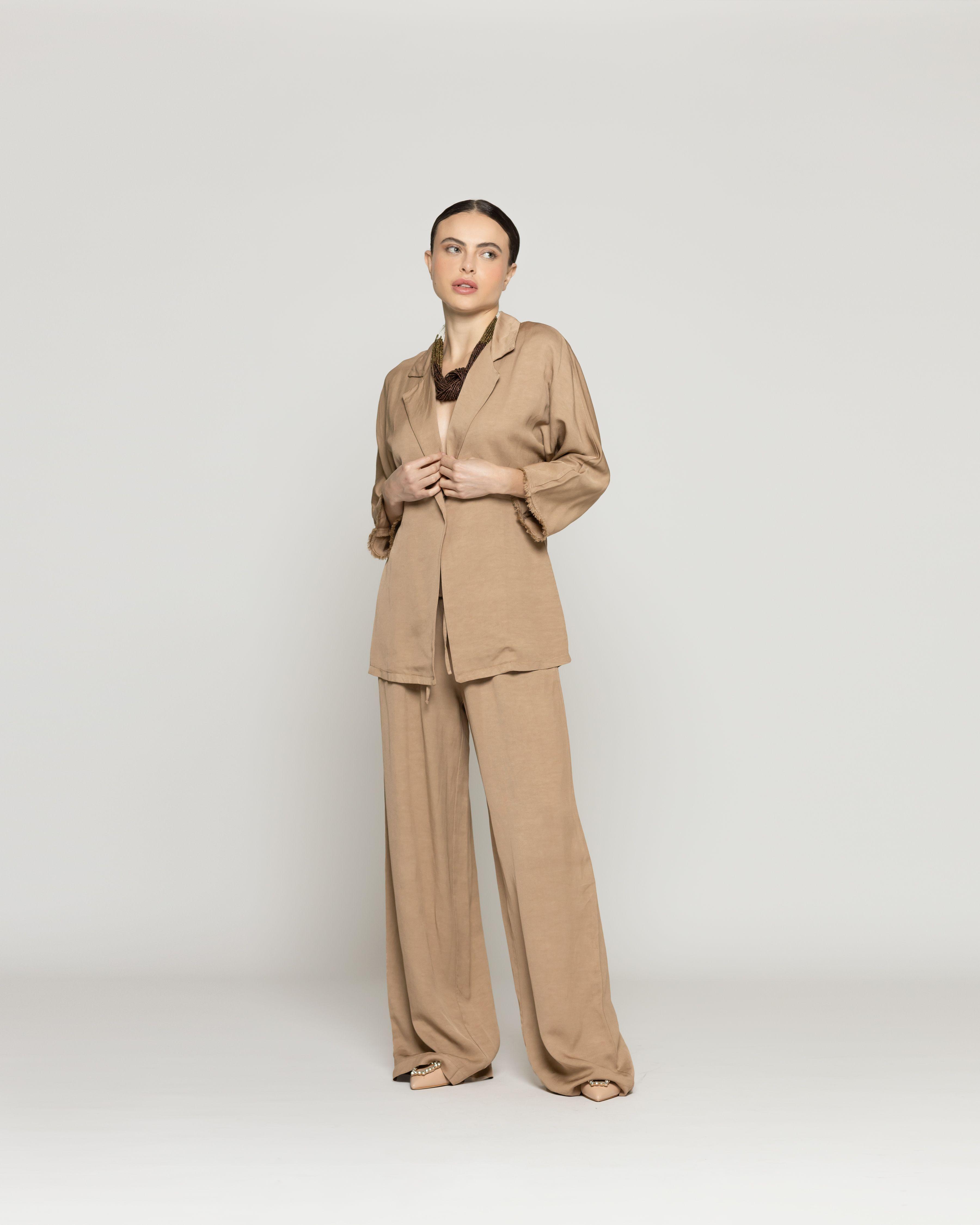 Chaqueta Celina Blazer Café Taupe Lineatre-1