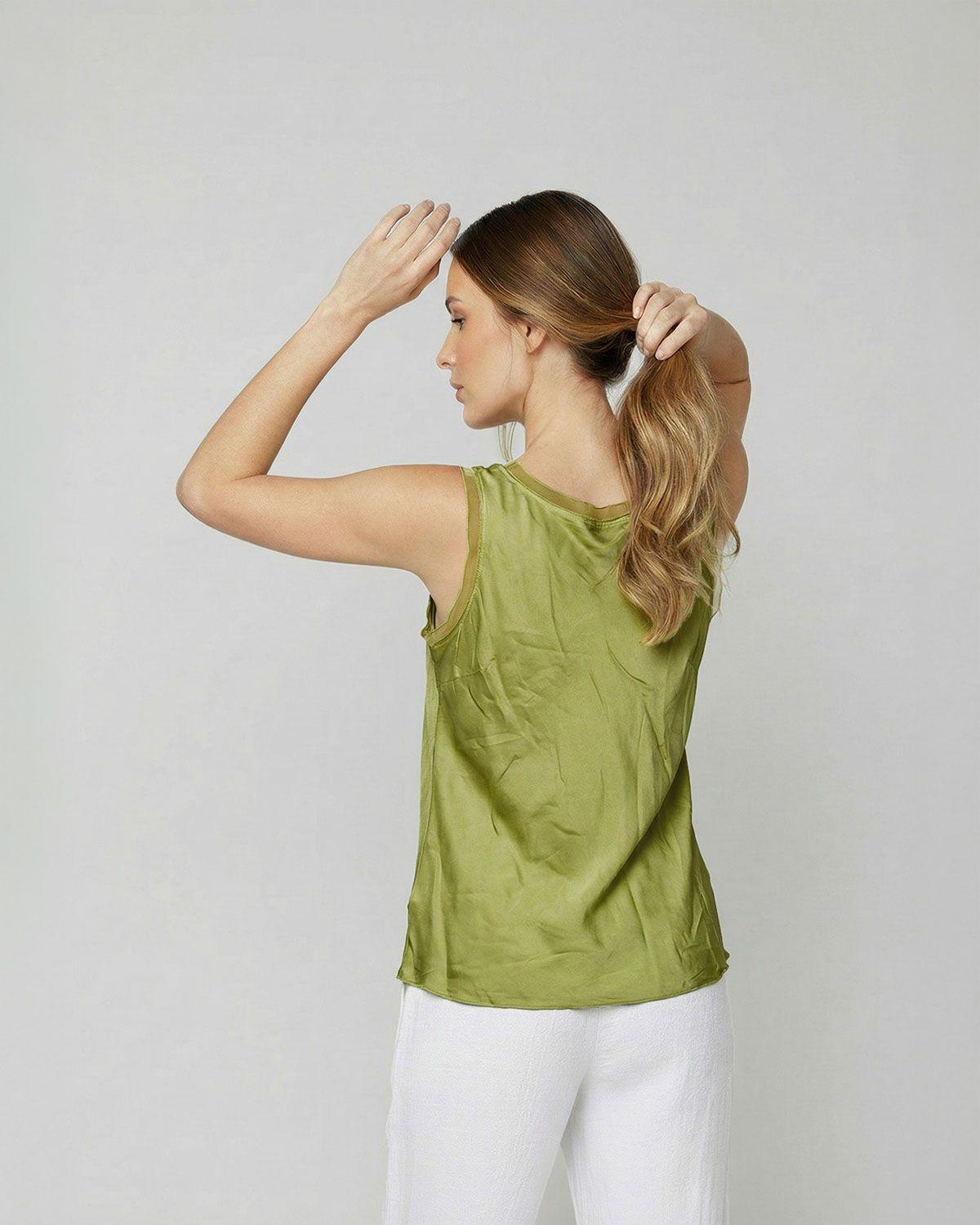 Top Mujer Nerina Regular fit Escote redondo Tirantes Limón Lineatre-2