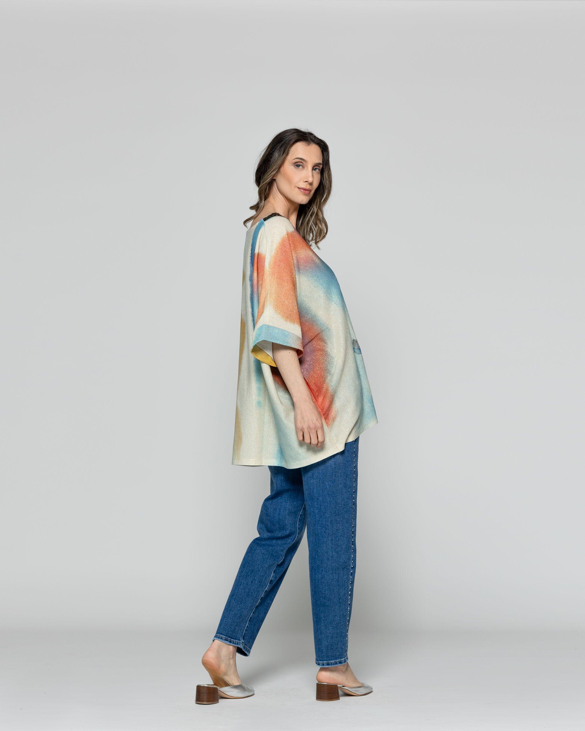 Polera Mujer Orazia Estampado Flores Beige Lineatre-2
