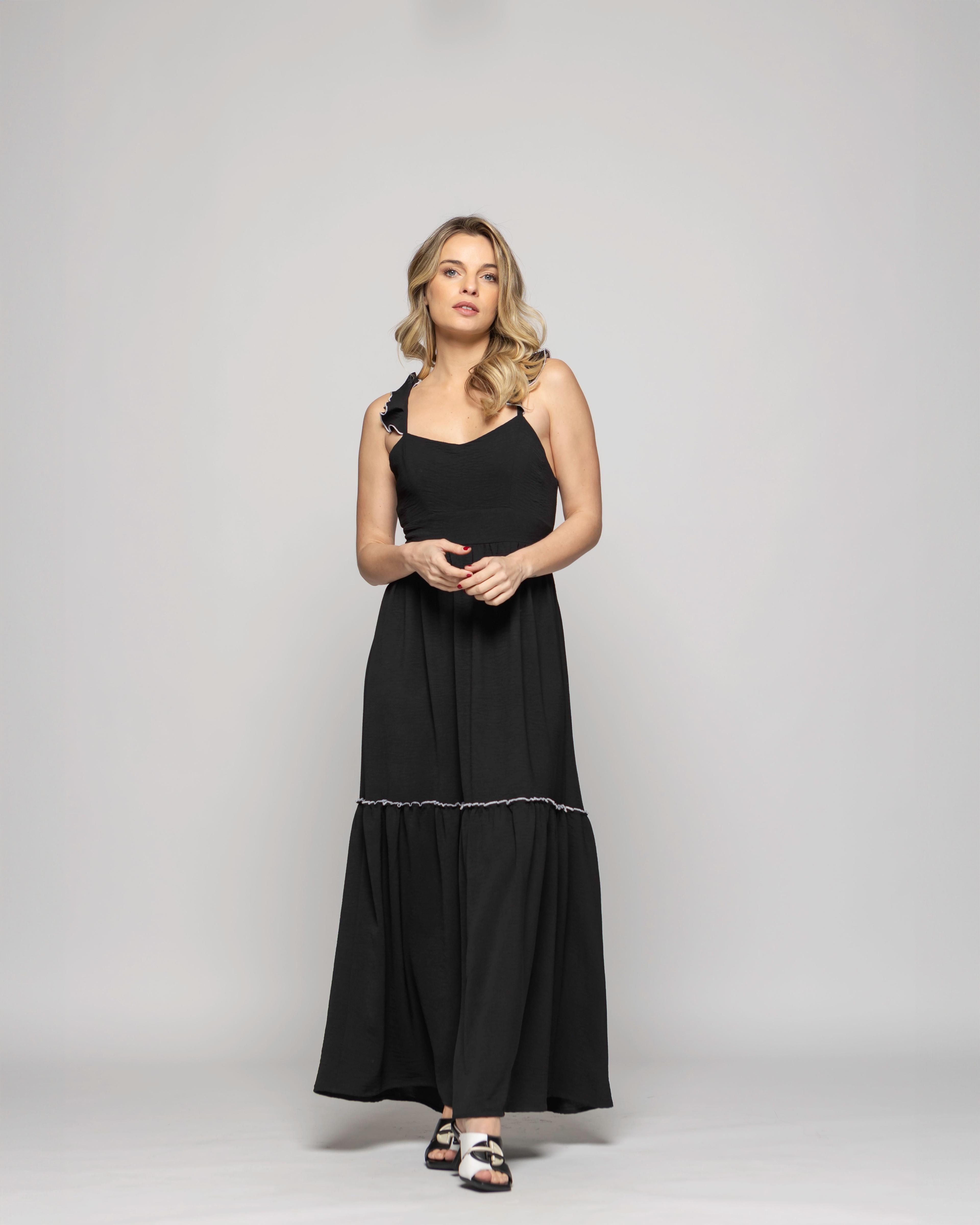 Vestido Mujer Vrisea Tirantes Blanco Negro Ludovica-0