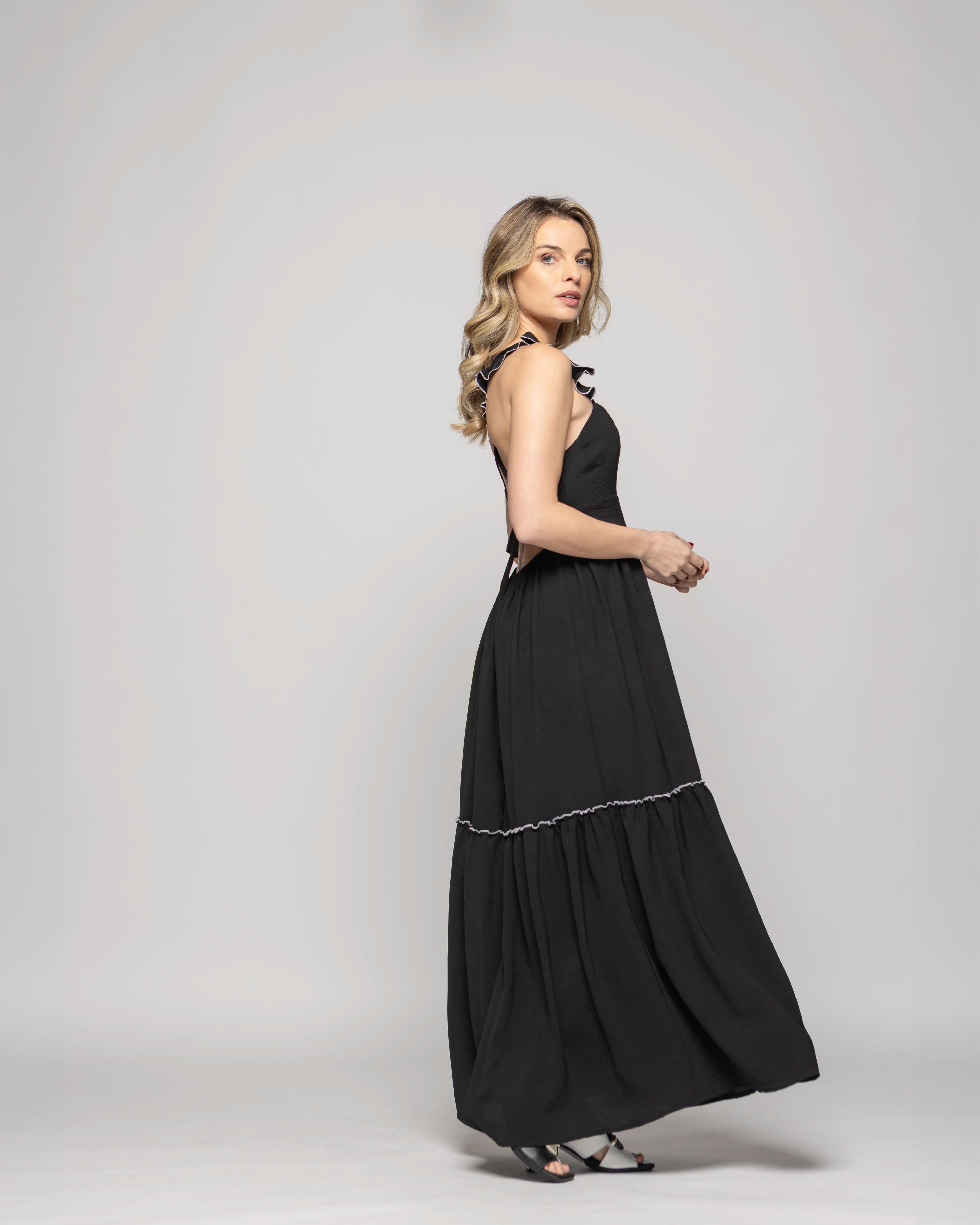 Vestido Mujer Vrisea Tirantes Blanco Negro Ludovica-3