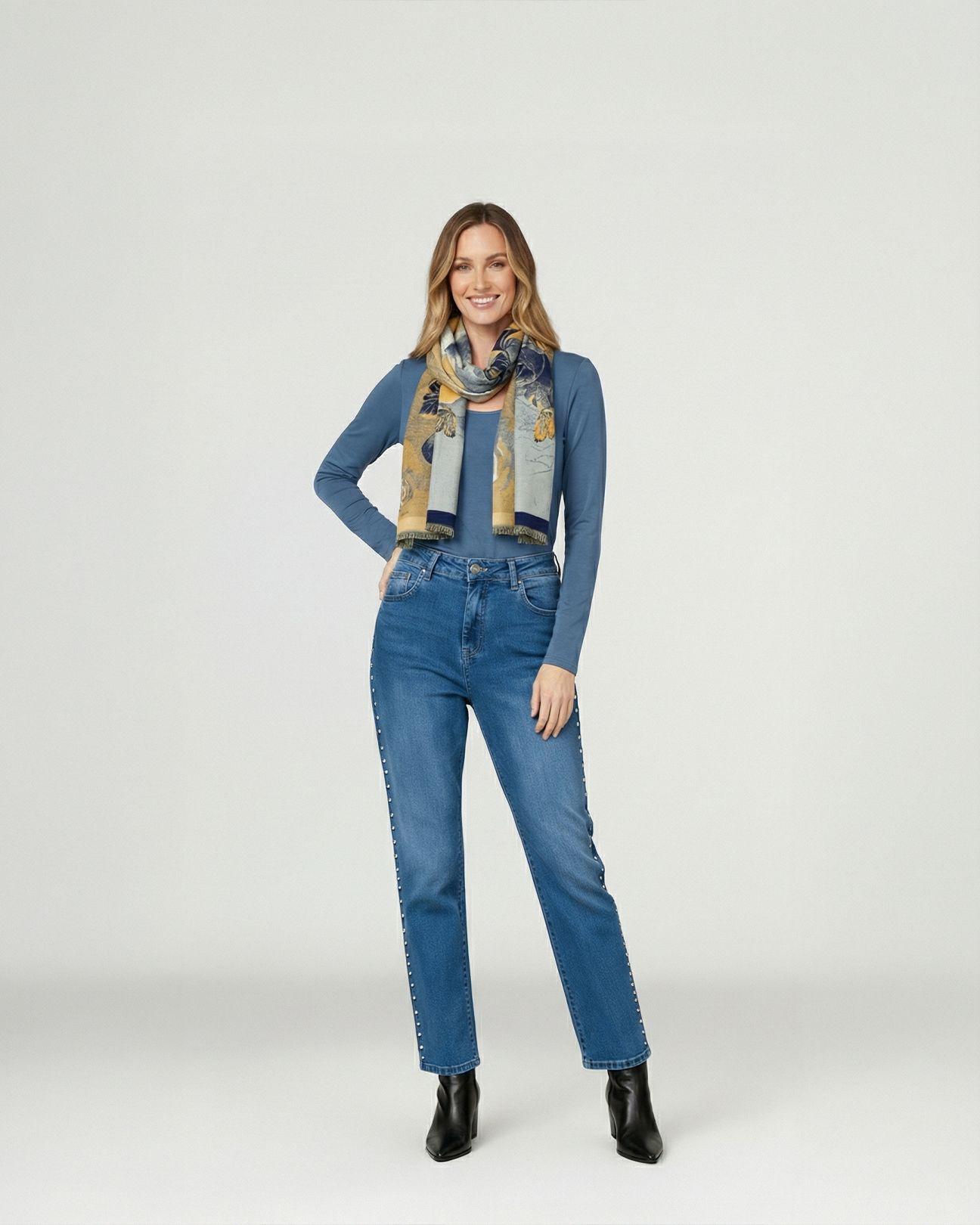 Echarpe Mujer Paulina Azul Lineatre-2