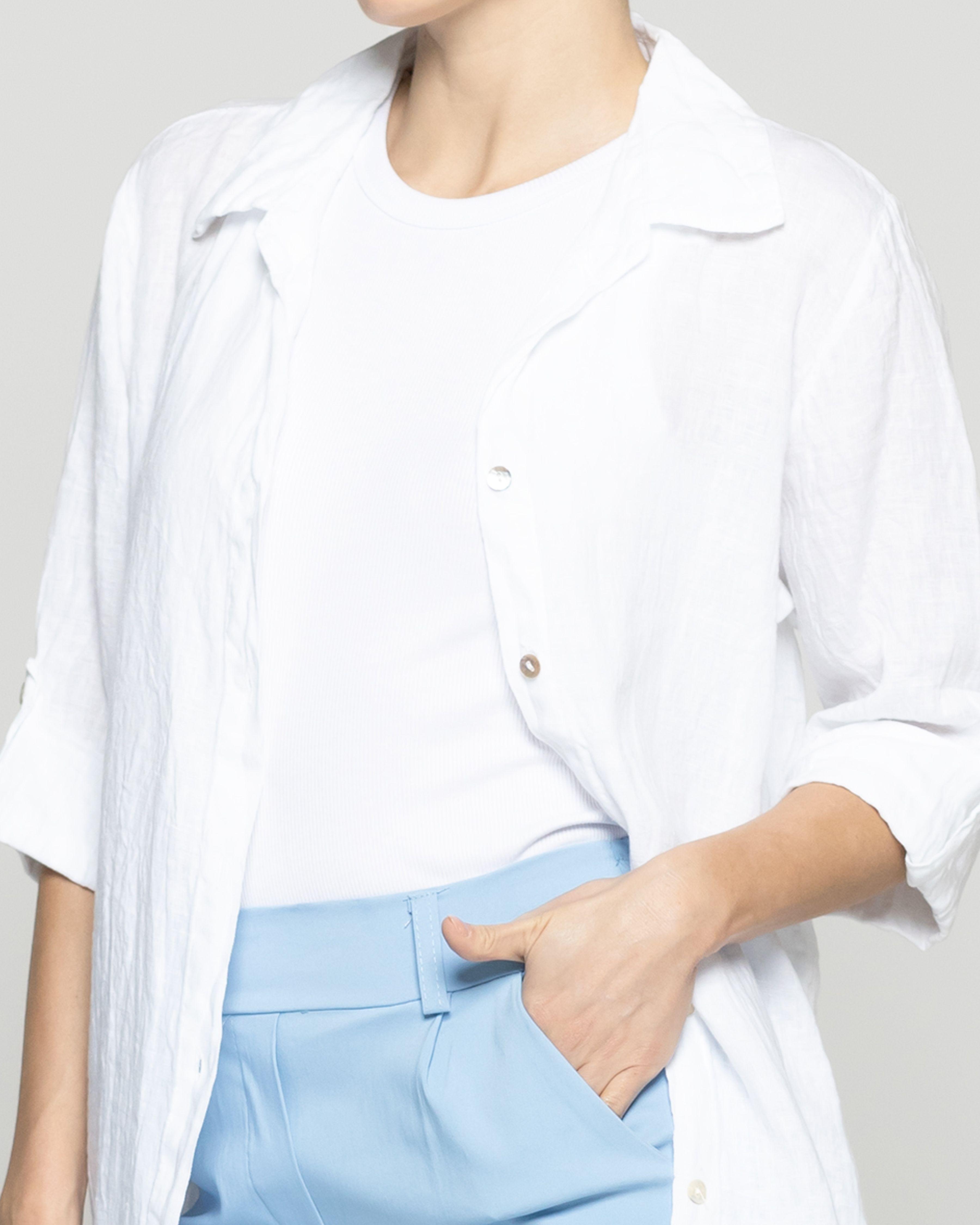 Blusa Mujer Belén Lino Manga Larga Blanca Lineatre-4