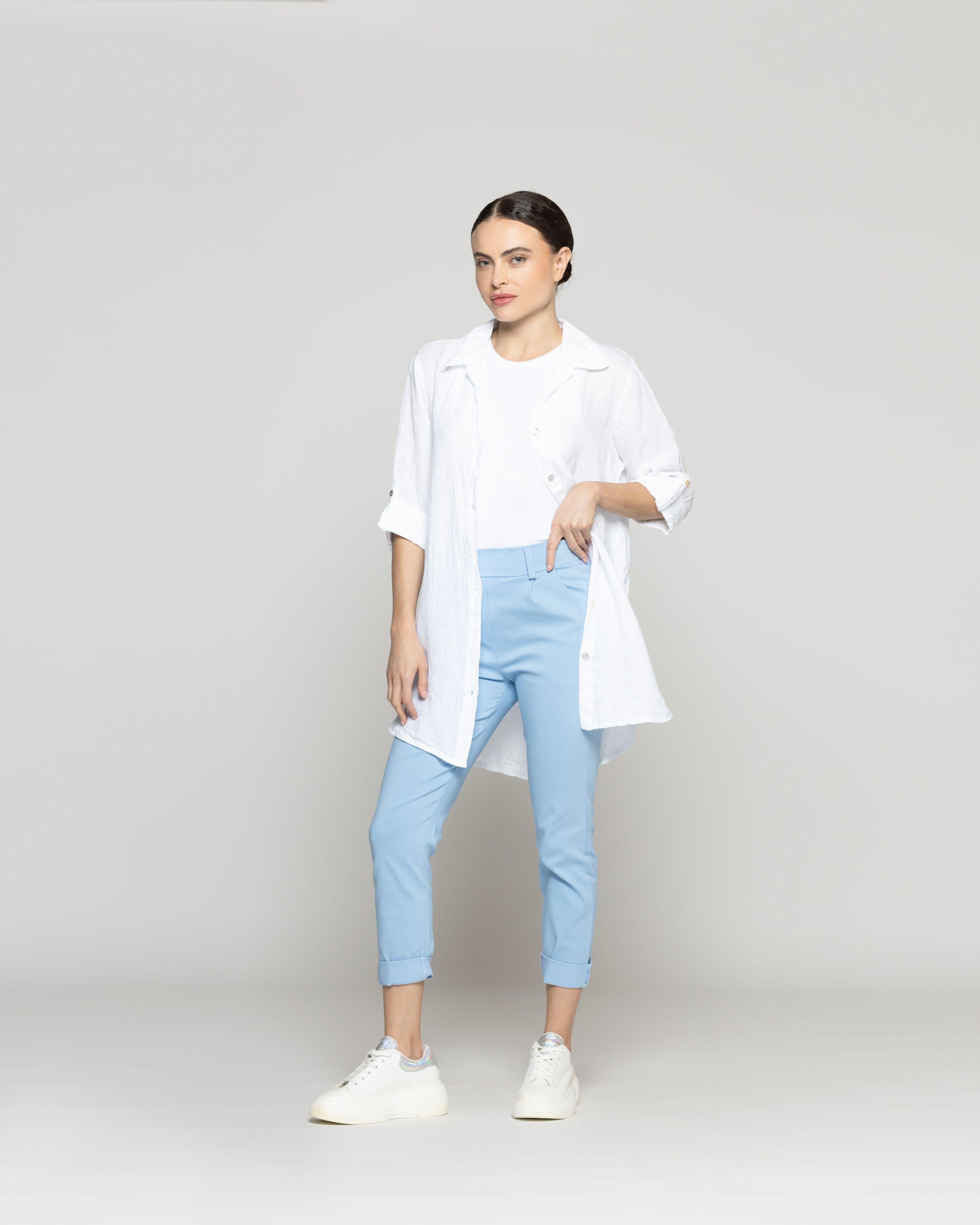Blusa Mujer Belén Lino Manga Larga Blanca Lineatre-8