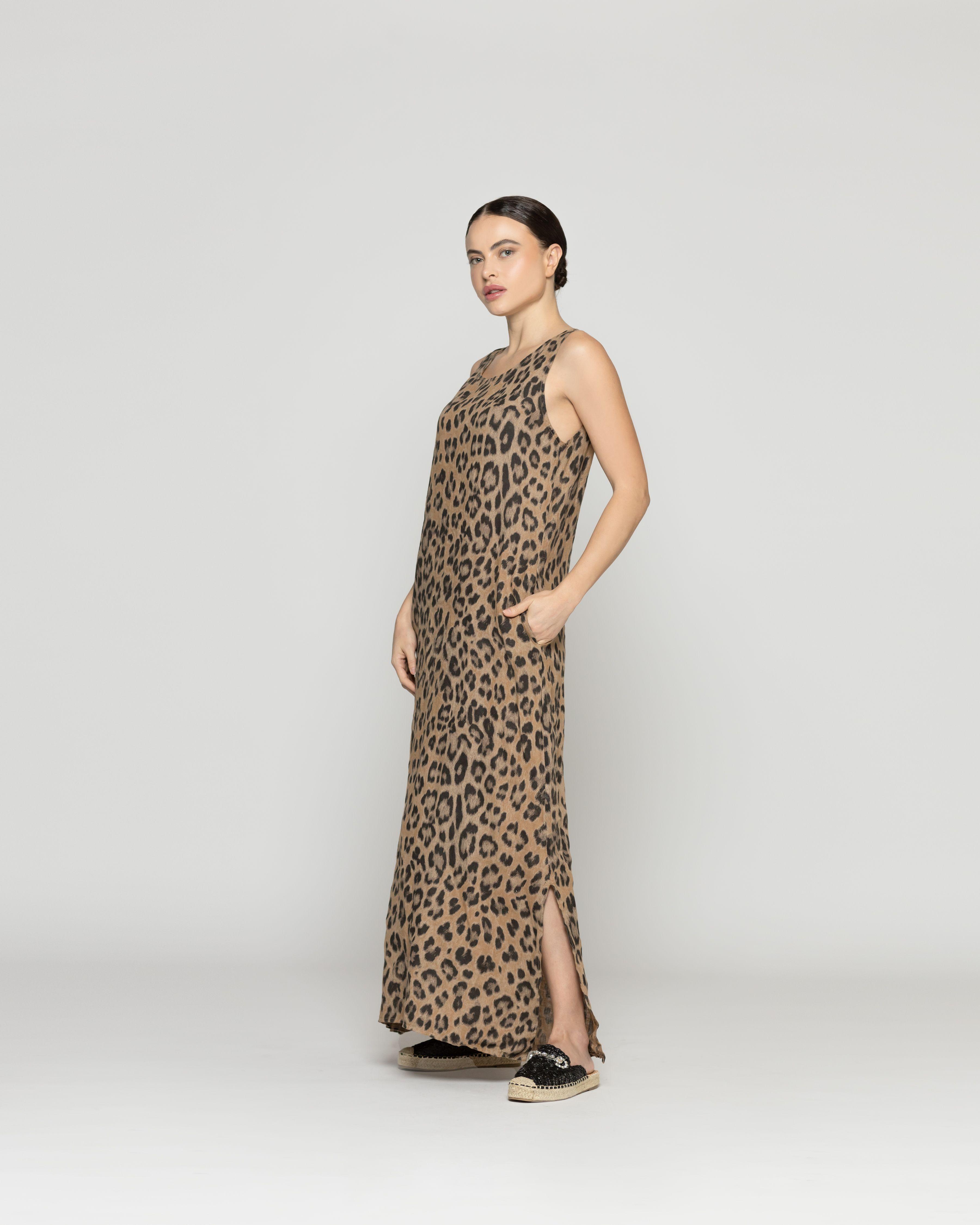Vestido Mujer Veronica De Lino Animal Print Lineatre-1