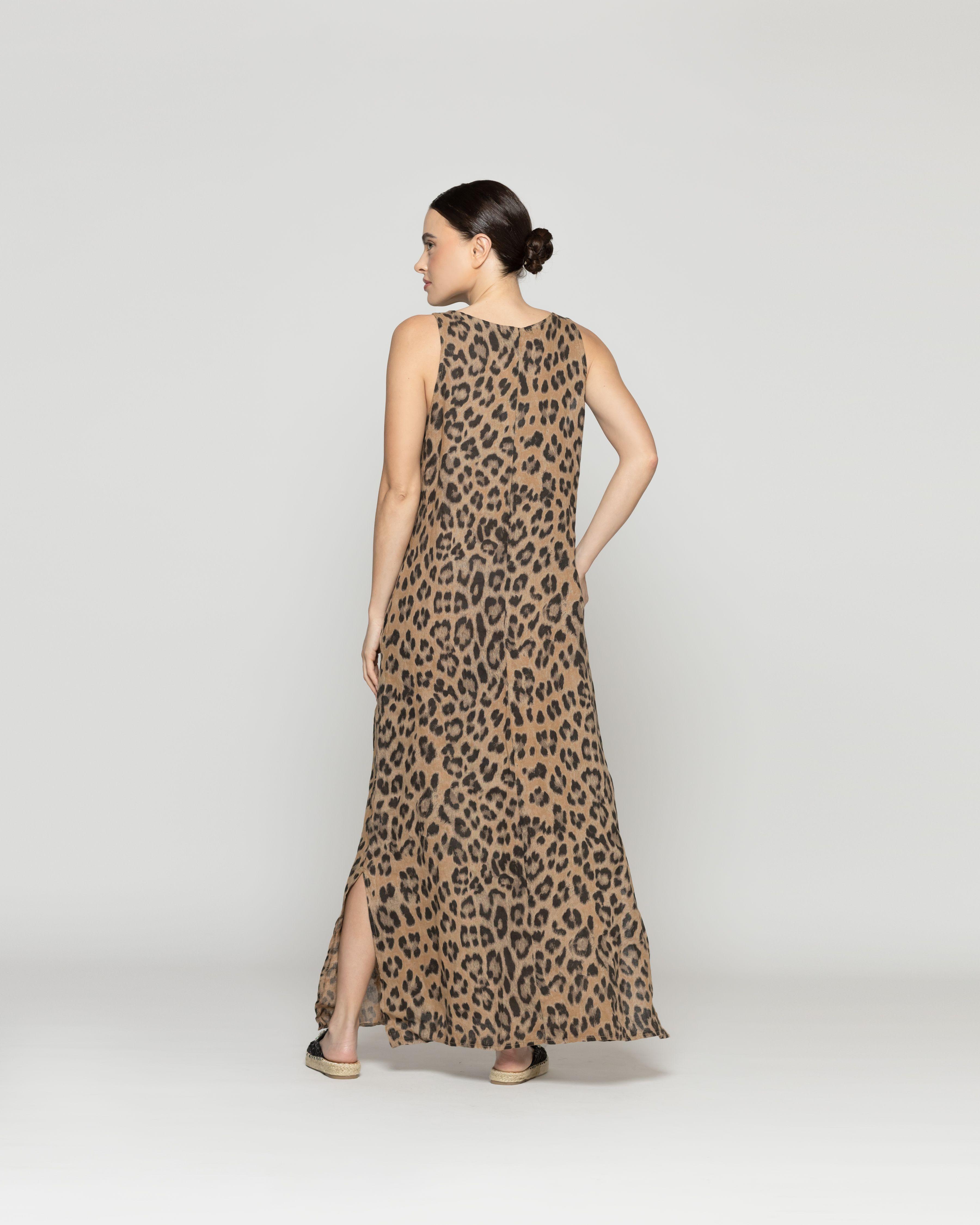 Vestido Mujer Veronica De Lino Animal Print Lineatre-3