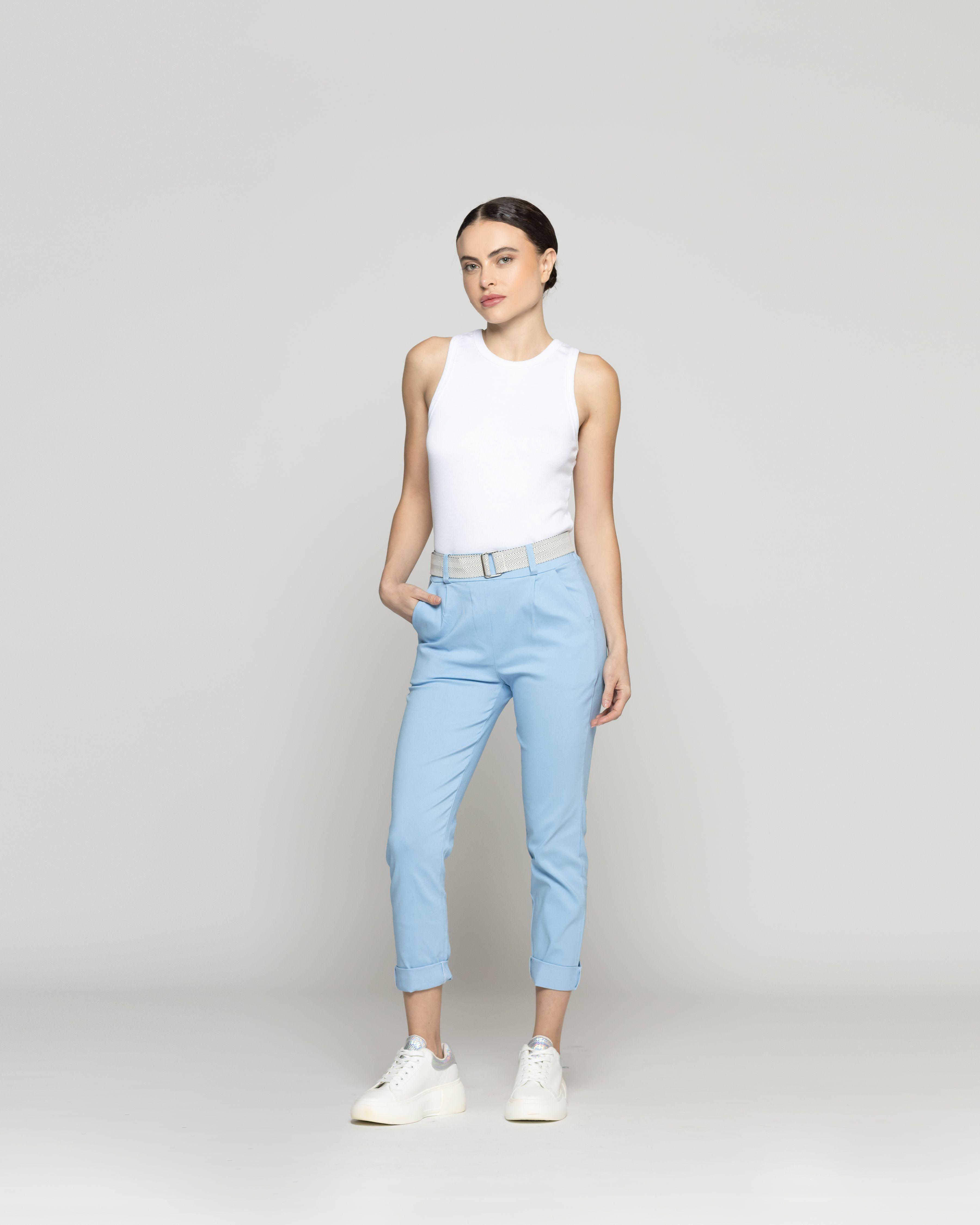 Pantalón Mujer Parisa Pitillo Celeste Lineatre-0