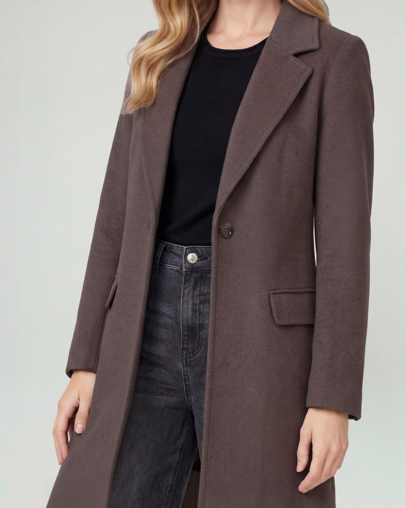 Abrigo Mujer Ornella Regular Cuello Con Solapa Manga Suelta Negro Lineatre-2