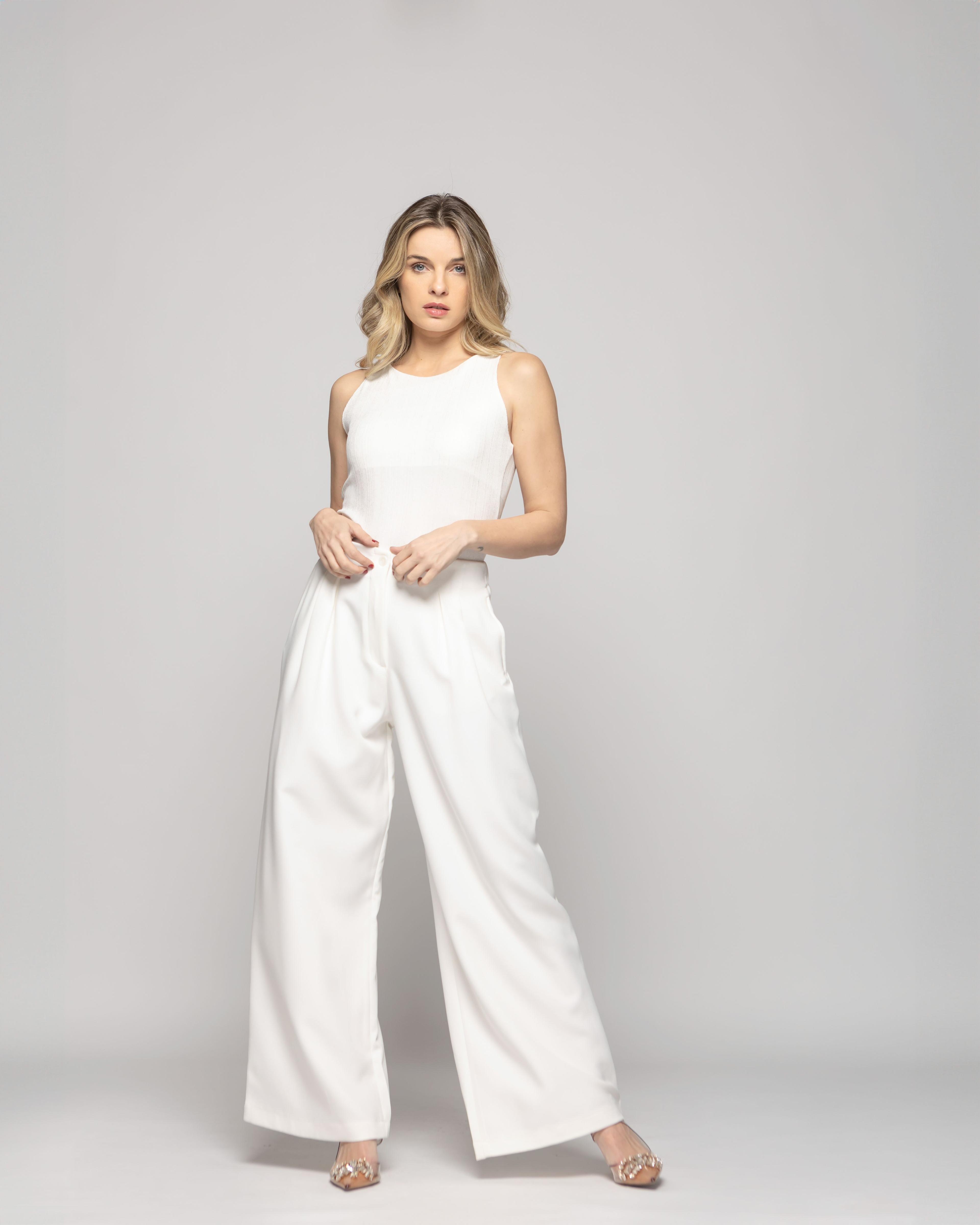 Body Mujer Lantana Escote Redondo Sin Mangas Textura Blanco Crudo Ludovica-9