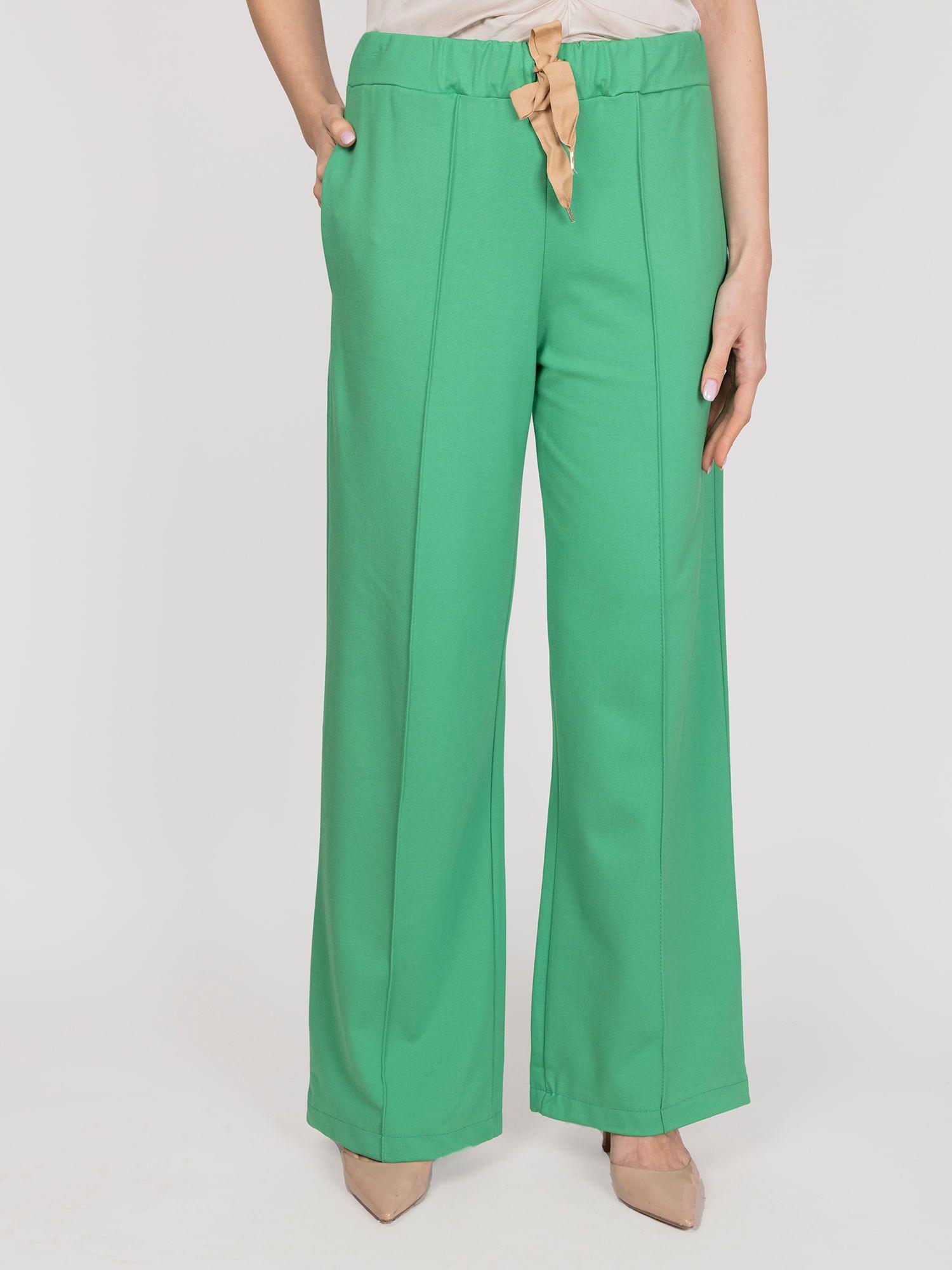 PANTALON STRAIGHT VERDE LINEATRE-0