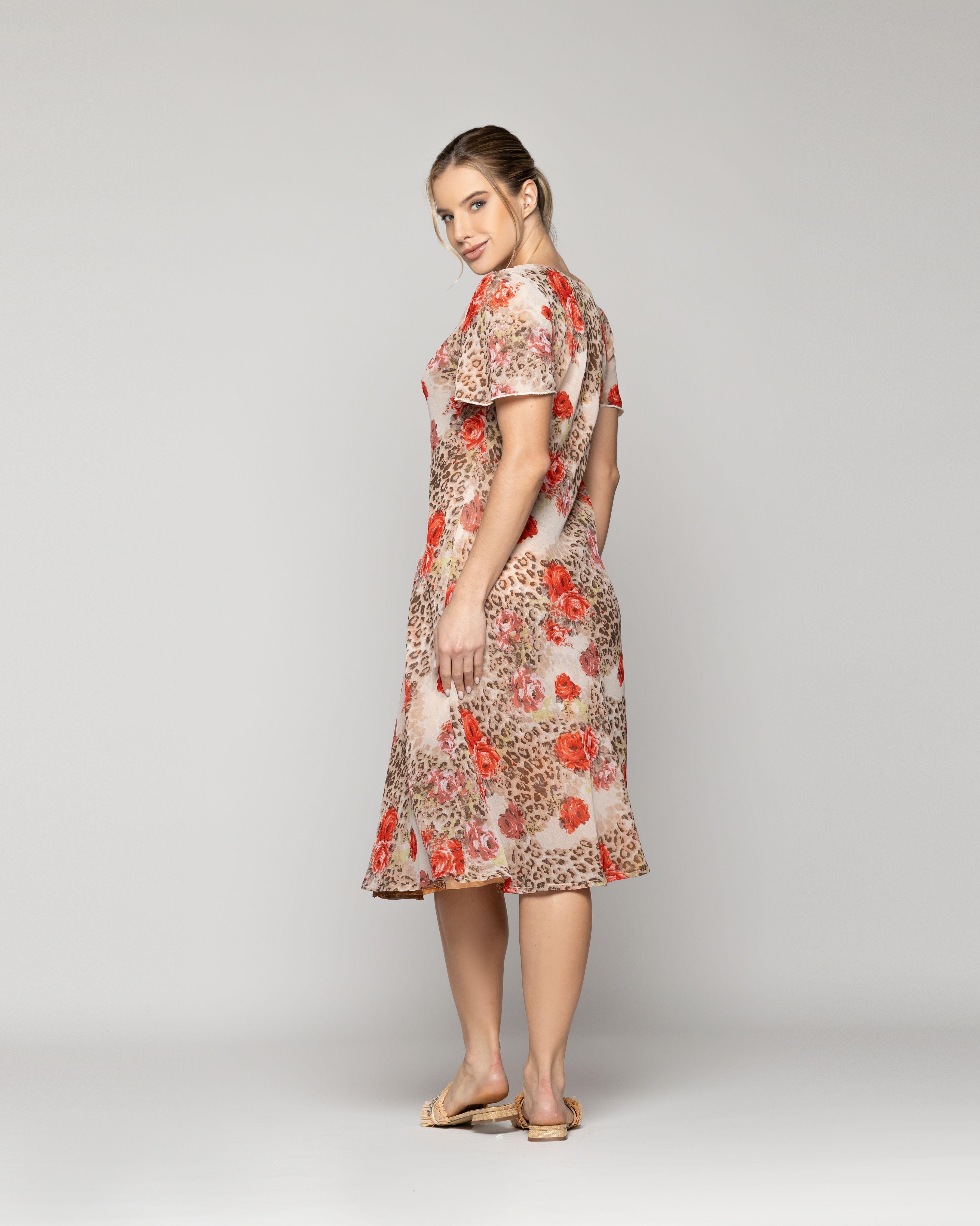 Vestido Mujer Vincenzina Reversible Manga Corta Rojo Y Naranja Lineatre-2