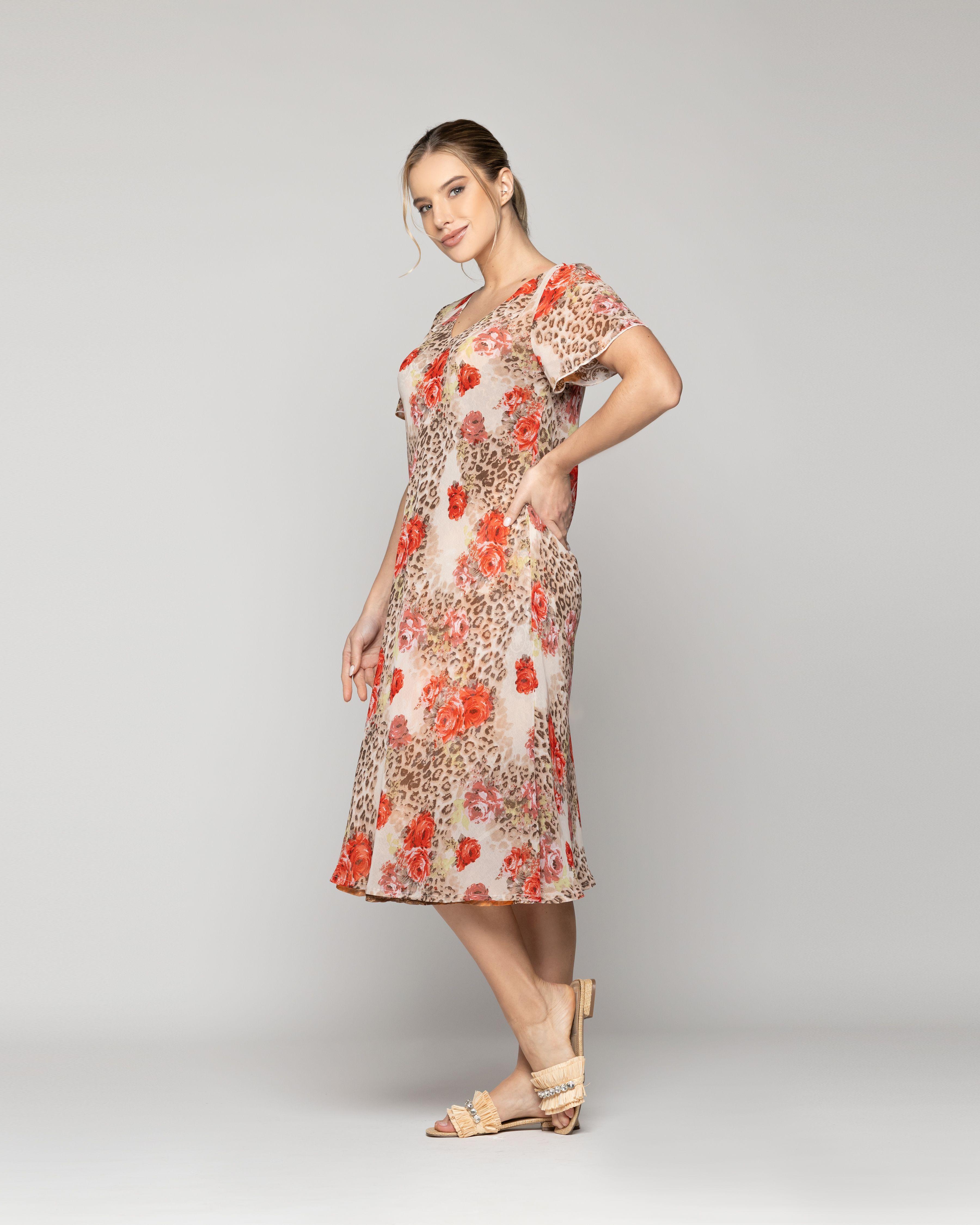Vestido Mujer Vincenzina Reversible Manga Corta Rojo Y Naranja Lineatre-3