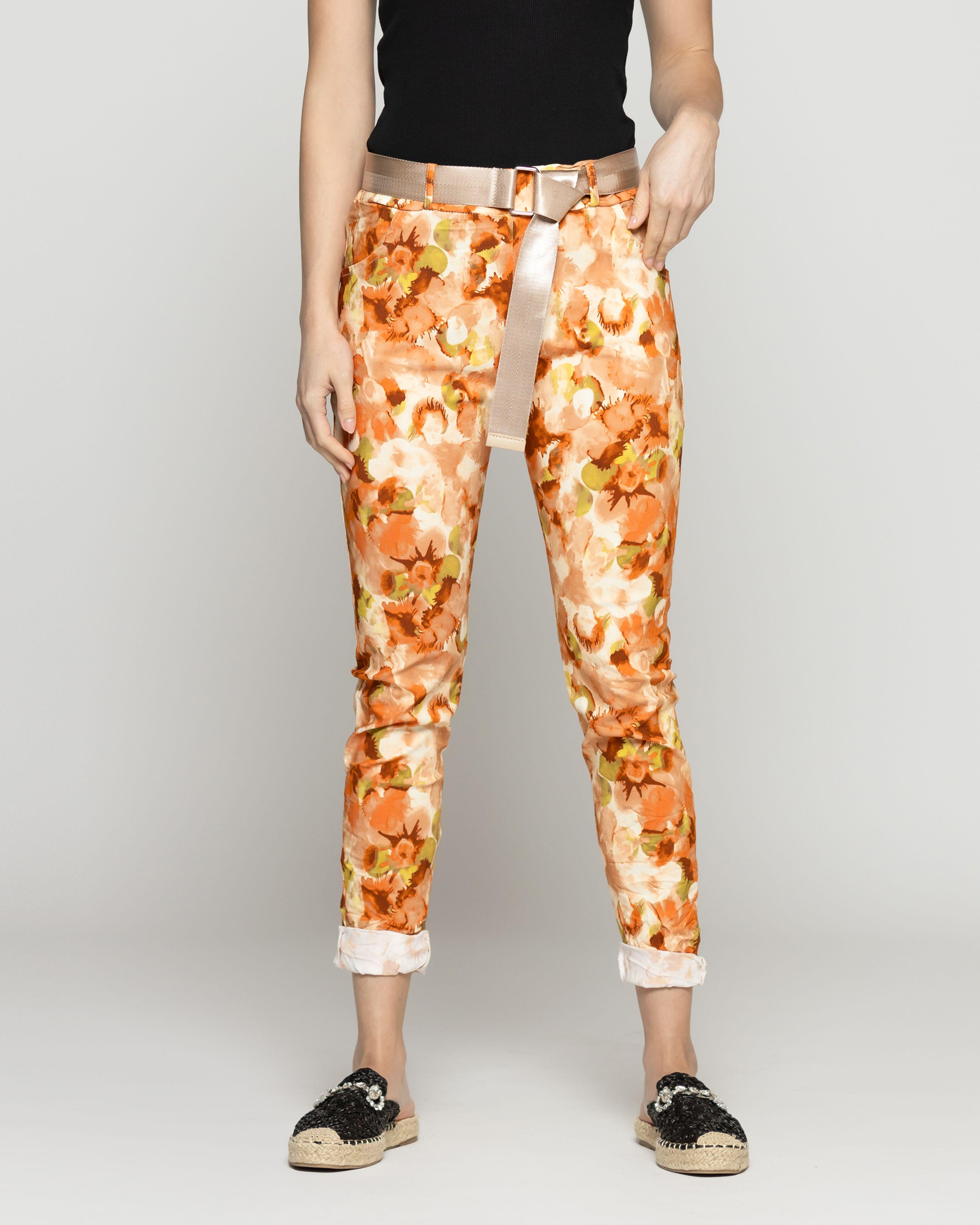 Pantalón Mujer Phedra Con Estampado Floral Camel Lineatre-1